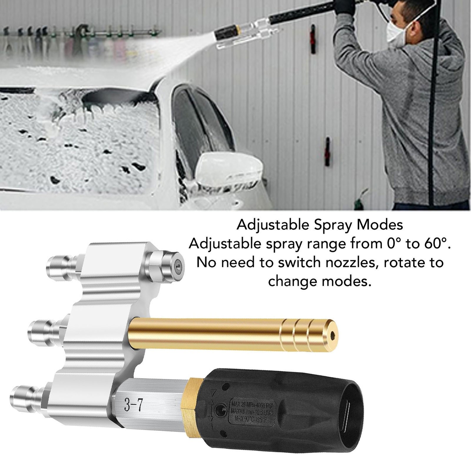 M5 Twist Nozzle 1/4in Quick Connection 1000-6000Psi 3-7GPM 3 In 1 Nozzle