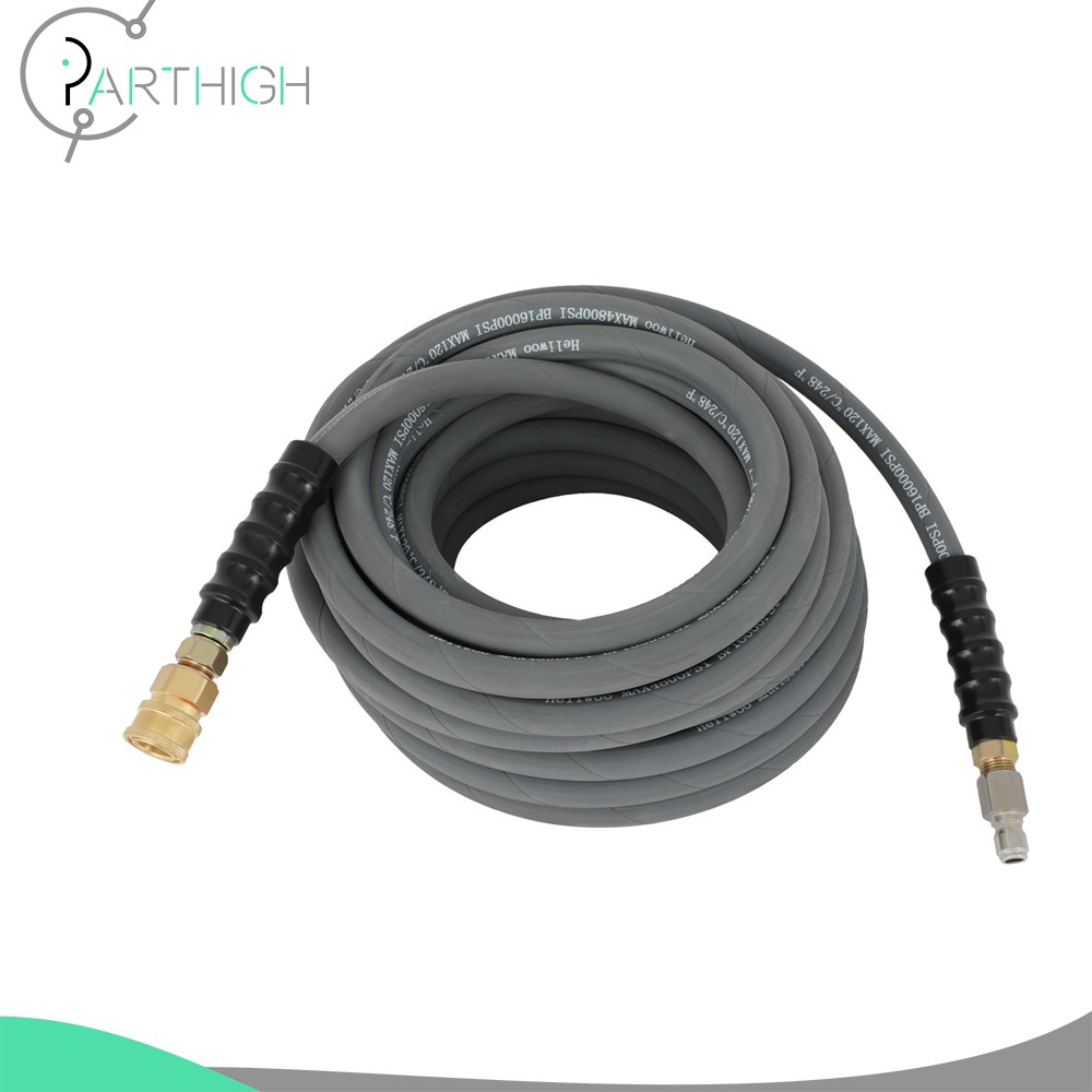 50ft x 3/8″ Pressure Washer Hose 4000 PSI Gray With Couplers