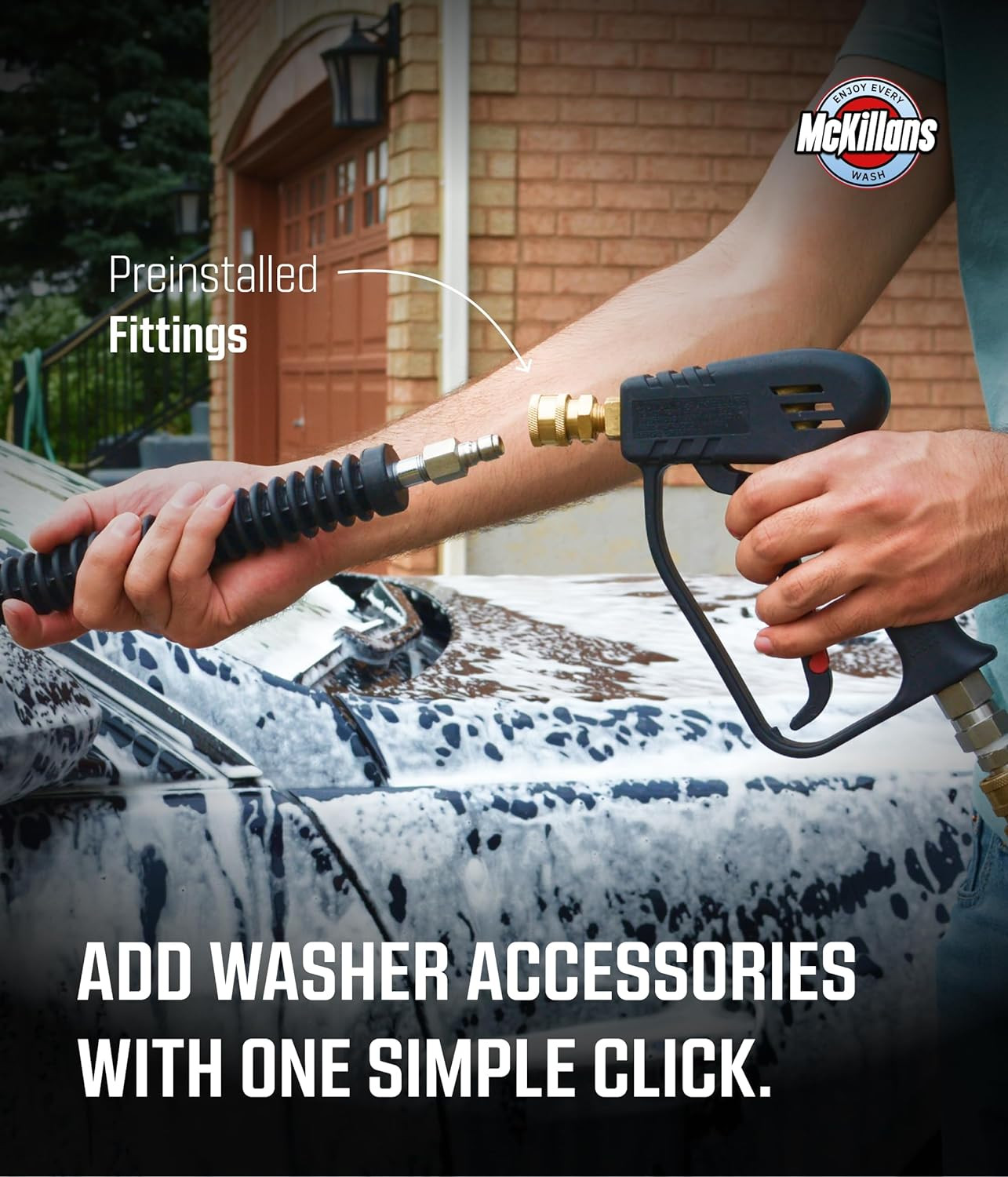 Short Pressure Washer Gun with Swivel – High Pressure Water Handle with 3/8″ Mal