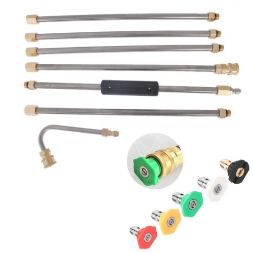 5 Cleaner Nozzle And Hose High Pressure Washer Extension Wand Set Kit 4000PSI