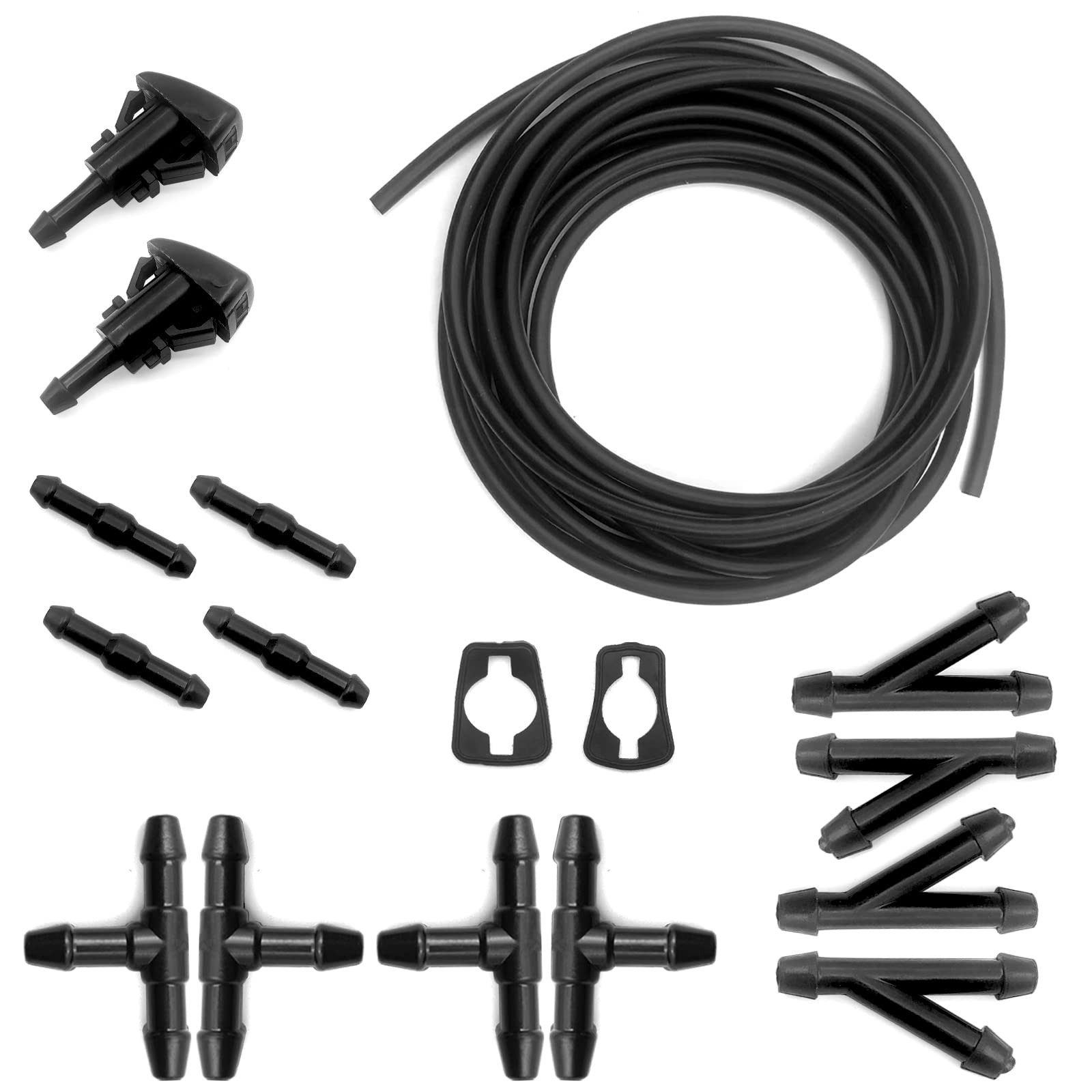 Car Windshield Washer Hose Kit 5M Tube Nozzles Gaskets & 12 Connectors NEW