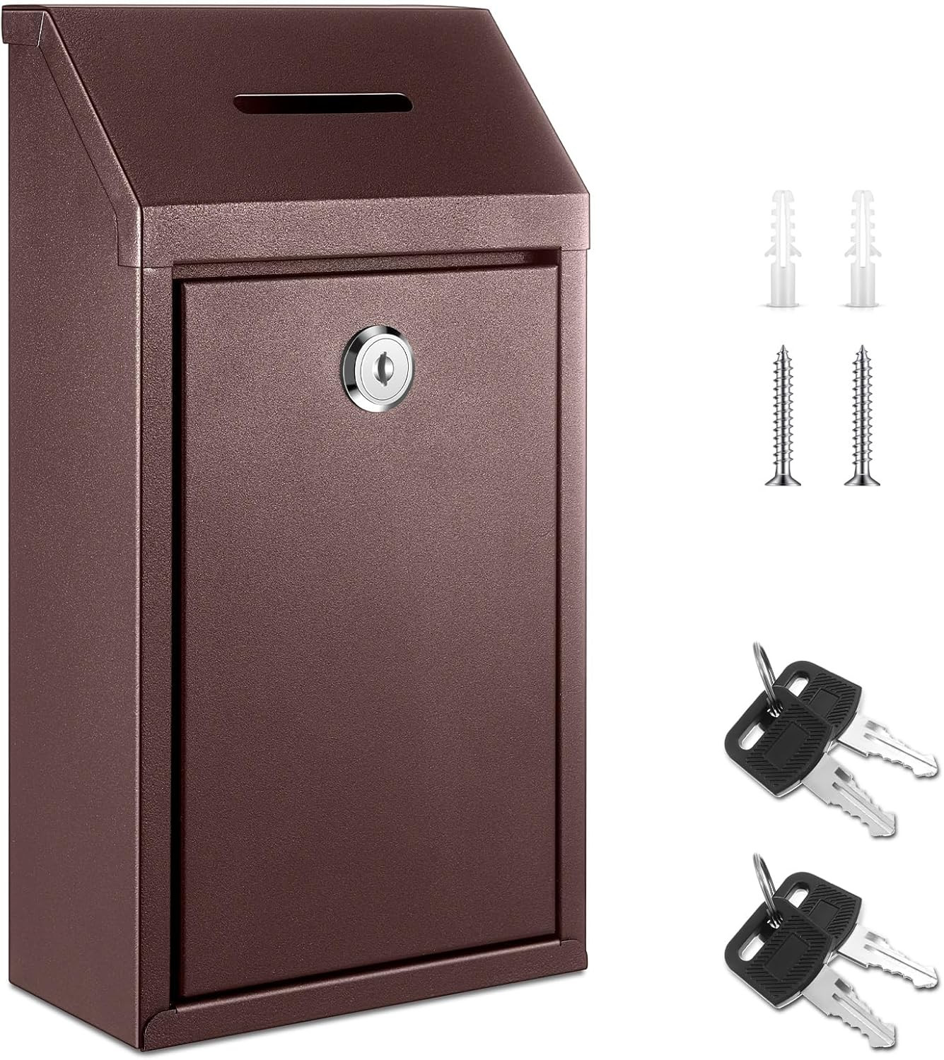 Metal Money Drop Donation Cash Box for Farm Stand Collection Safe Suggestion Box