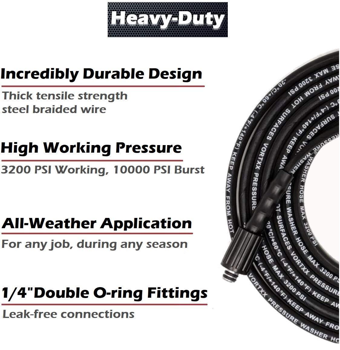 Heavy Duty 1/4″ x 30′ Universal Pressure Washer HoseM22-14mm 3200 PSI Steel W…