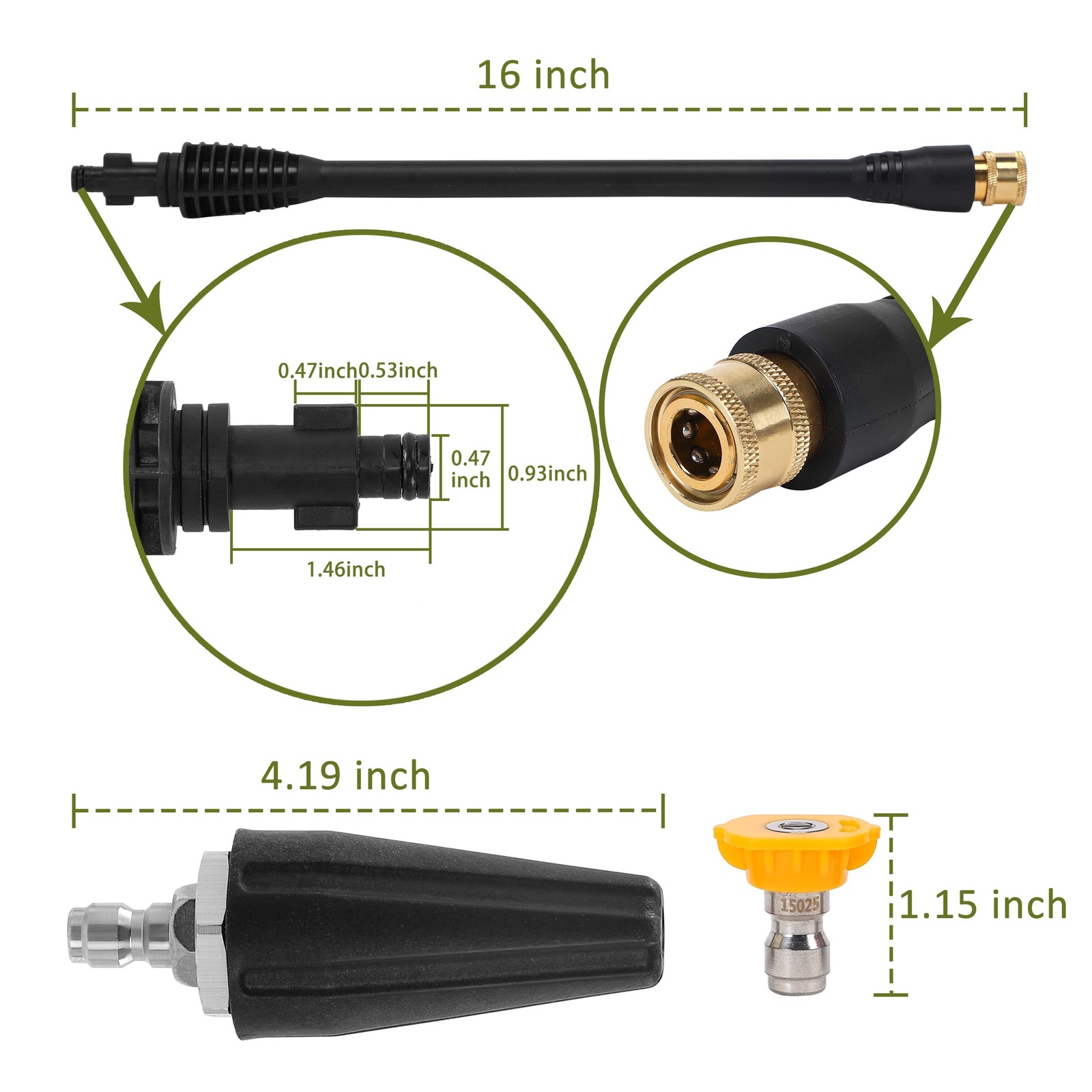 Best Pressure Washer Accessories Kit 16 Inch Power Replacement Wand with 5 Spray