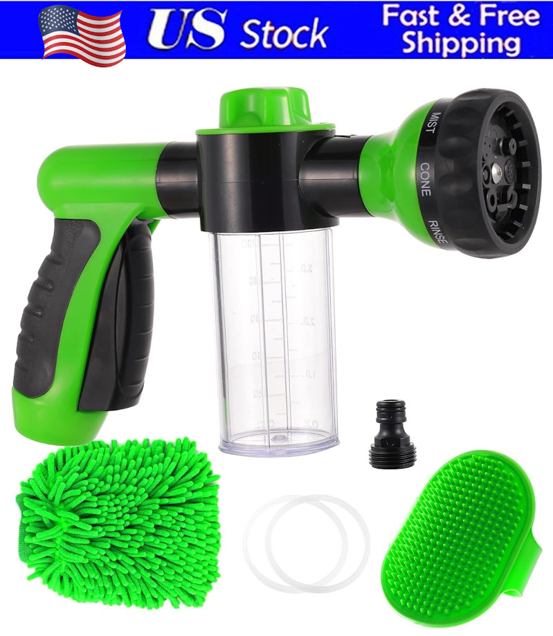 8 in1 Car Wash Brush Foam Gun Garden Hose Nozzle Foam Cannon Bottle Soap Sprayer
