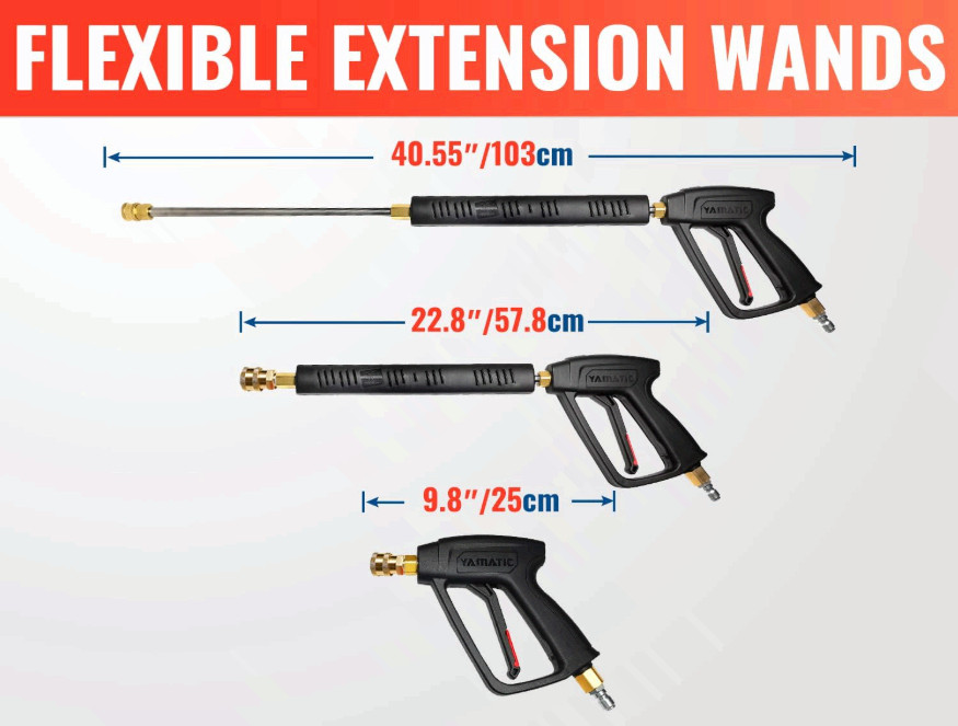 YAMATIC Pressure Washer Gun Wand Swivel M22 4000PSI Stainless