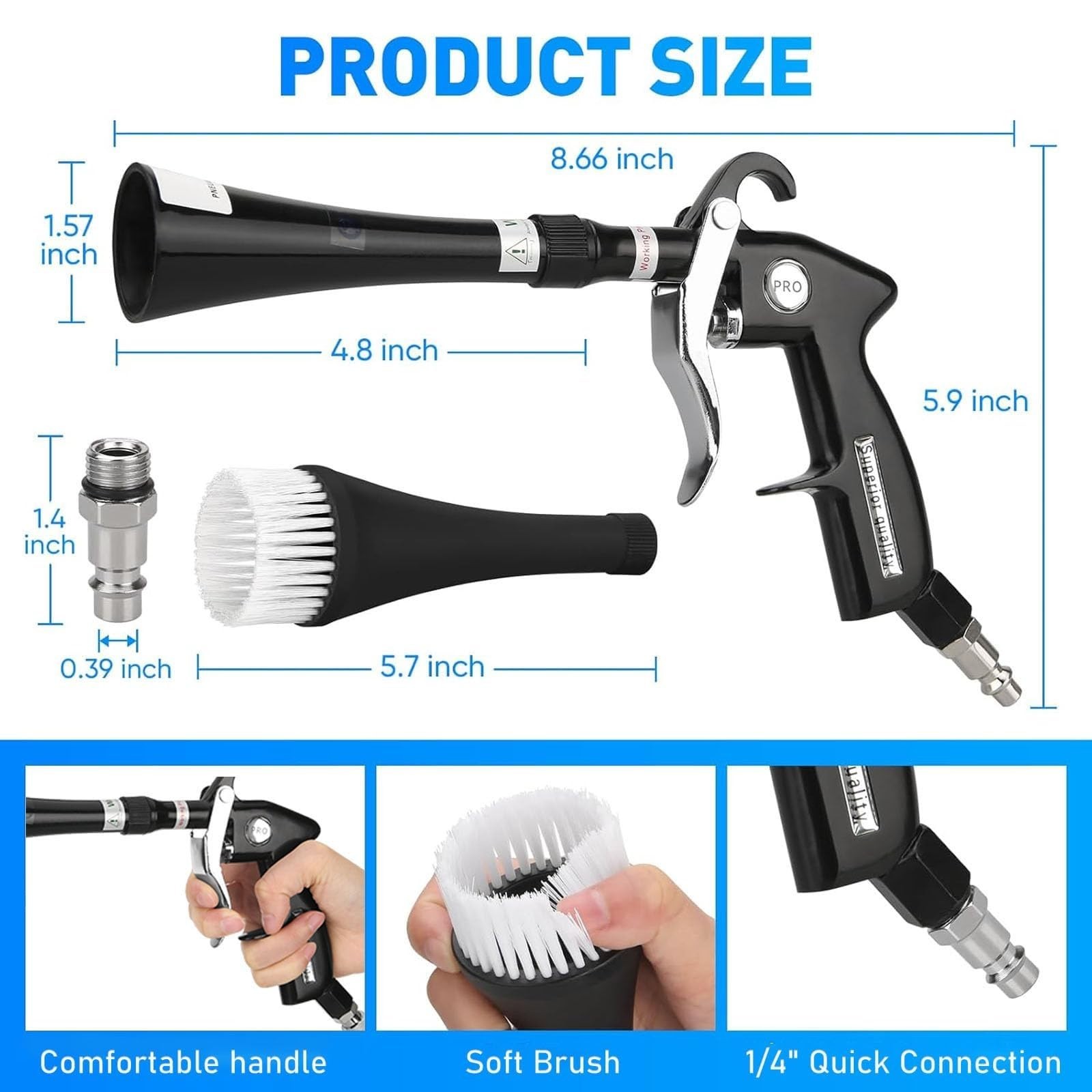 Car Detailing Air Cleaning Gun with 2 Nozzles – Remove Dirt & Dust Fast!