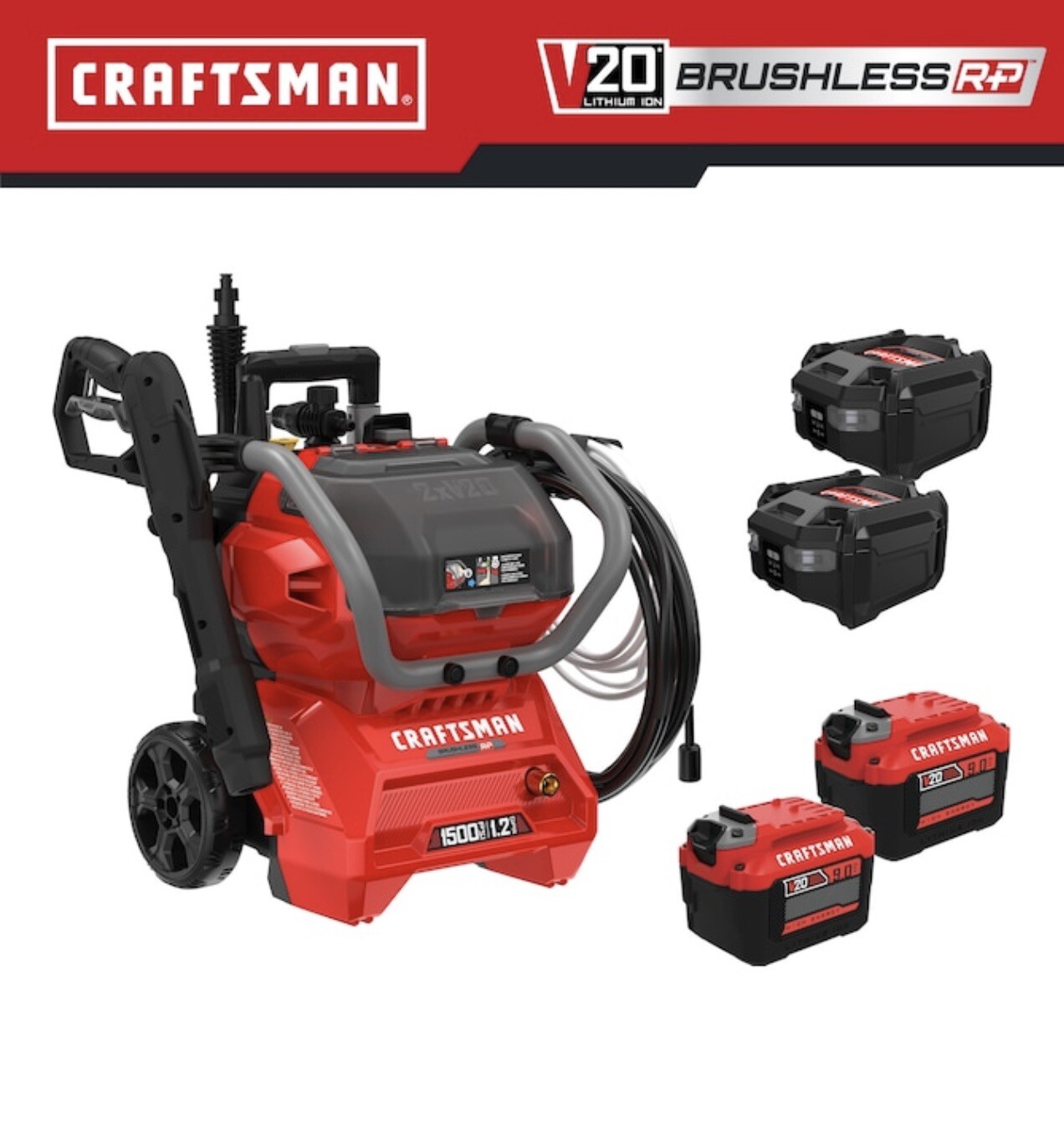 Craftsman V20 1500 PSI Cold Water Pressure Washer – Red (CMCPW1500N2)