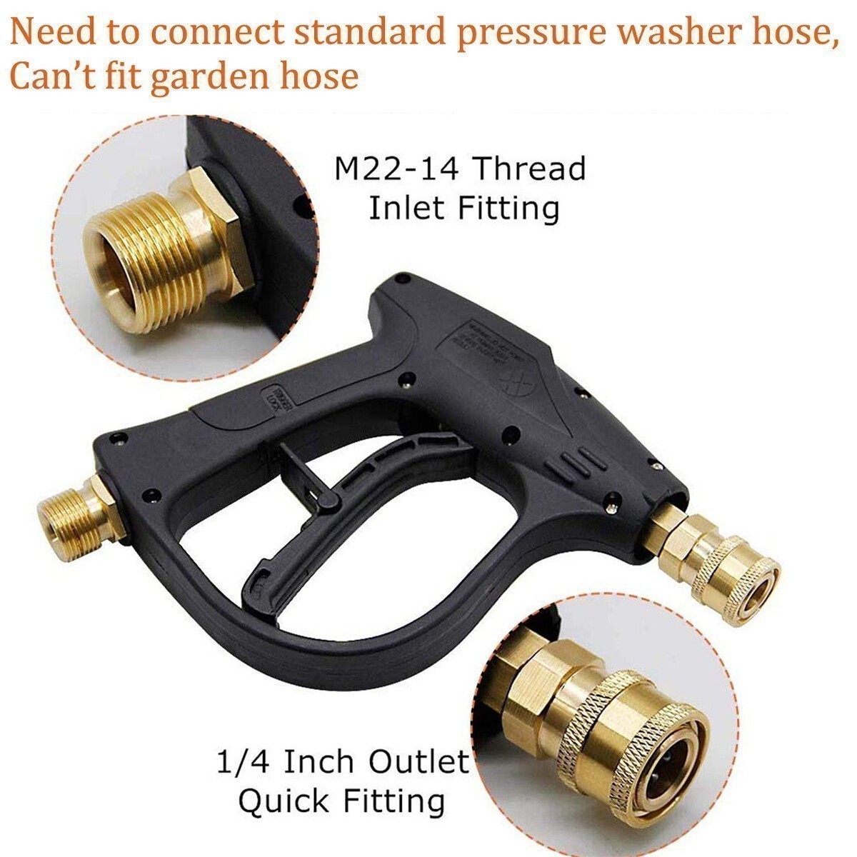 4000PSI High Pressure Washer Gun Car Wash Foam Spray Short Wand /Nozzle Tips Set
