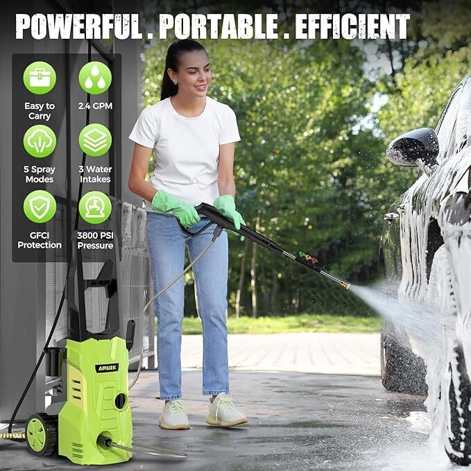 Electric High Pressure Washer – GUIFIN Portable Power Washer with Upgraded Soap