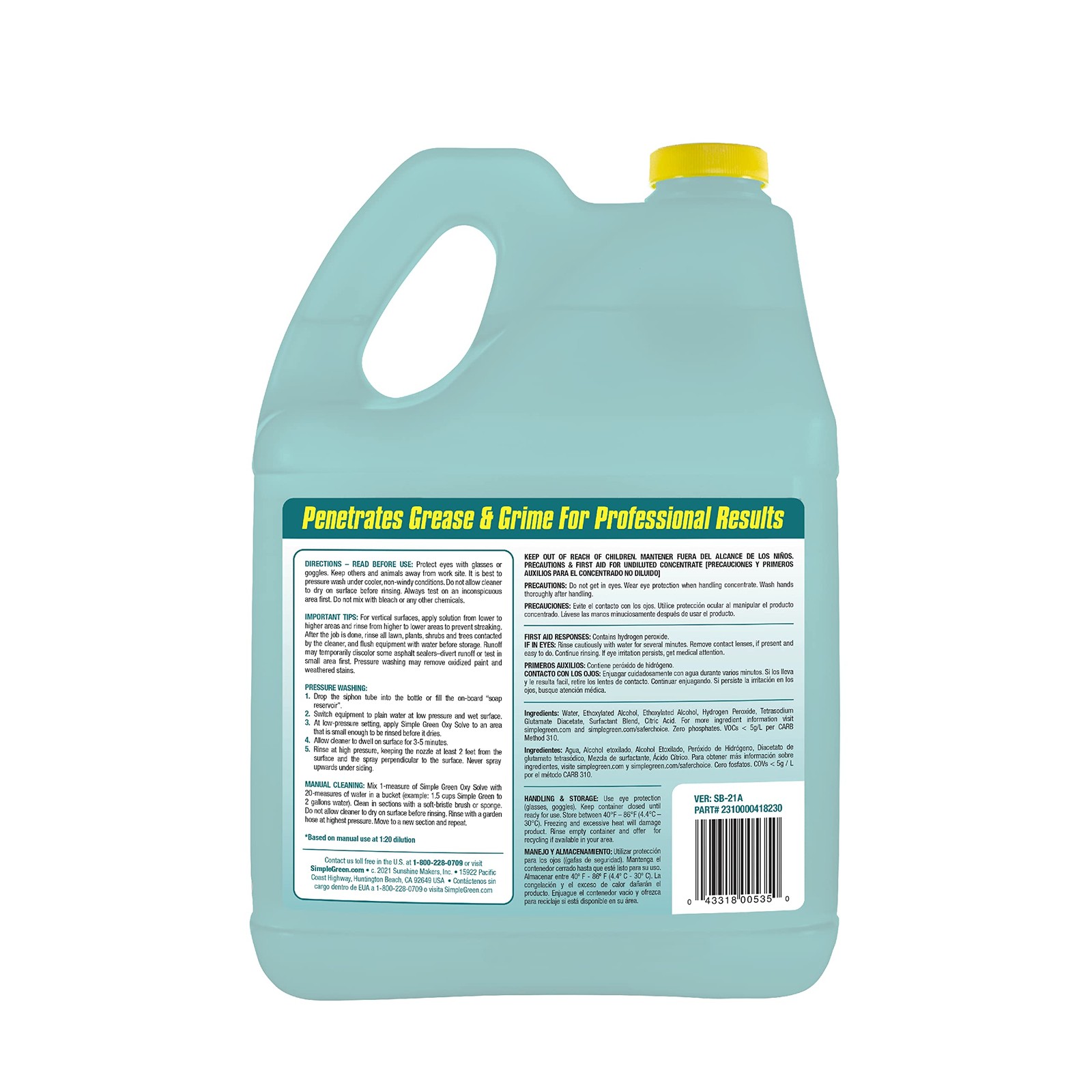 1 Gallon Outdoor Pressure Washer Cleaner Oxy Solve Total Clean