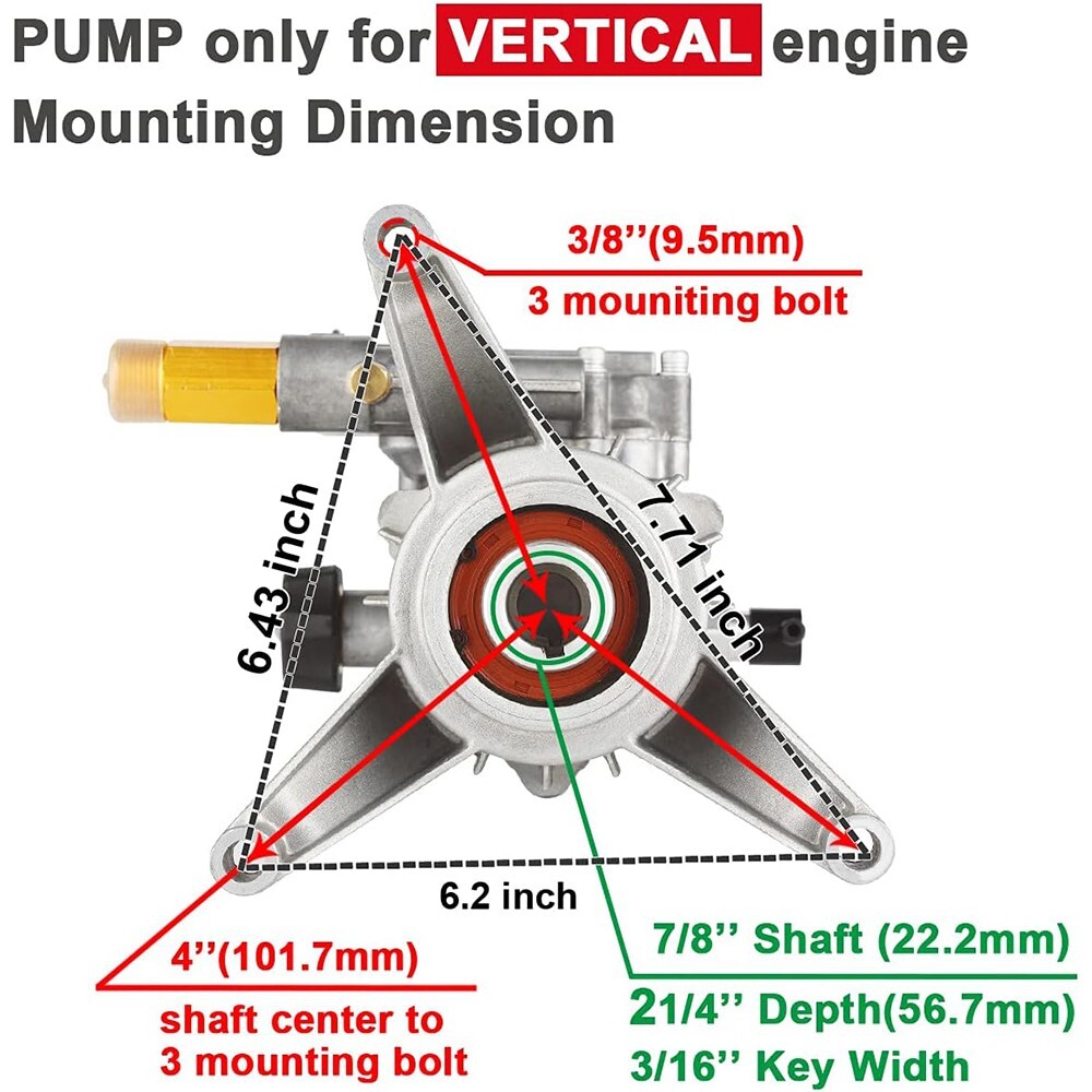 YAMATIC 7/8″ Shaft Vertical Pressure Washer Pump 3000 PSI 2.5 GPM