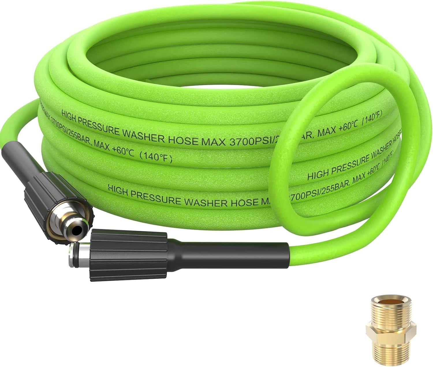 Super Flexible 25 FT Pressure Washer Hose, 3700 PSI with M22-14mm Brass Fittings