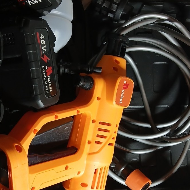 Muzisst 48V Cordless Cold Water Pressure Washer Orange with Battery & Hose