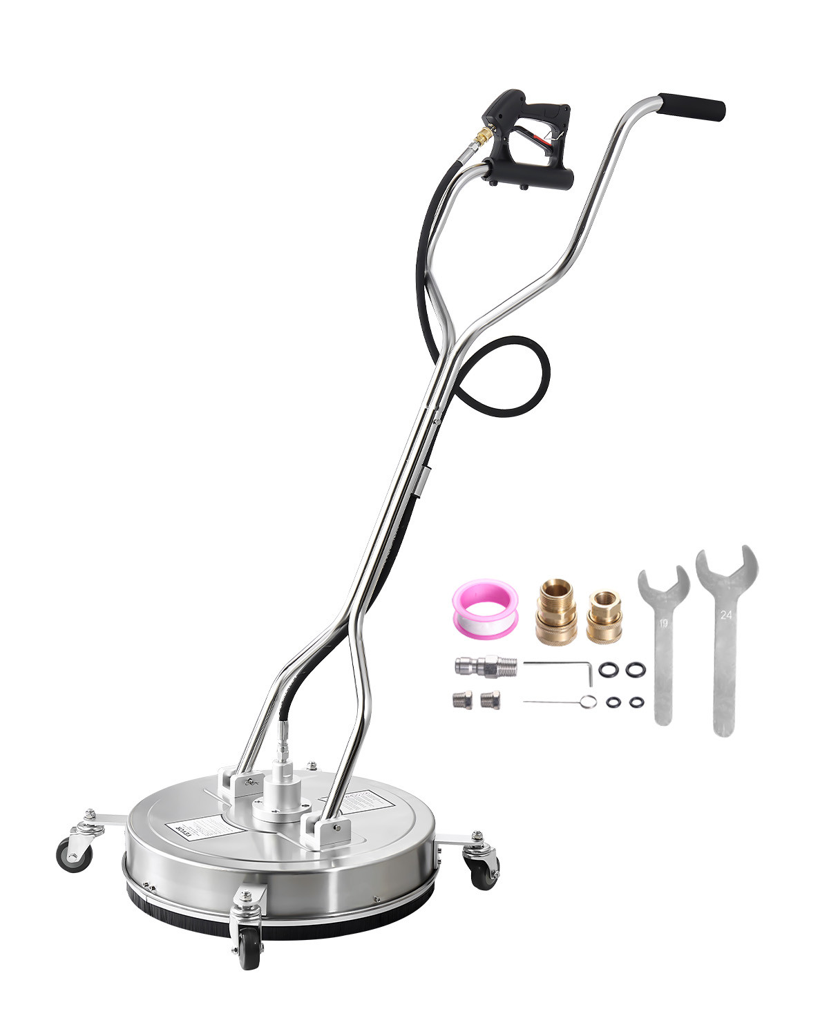 VEVOR 21″ Pressure Washer Surface Cleaner 4 Wheels Dual Handle 4500 Max PSI