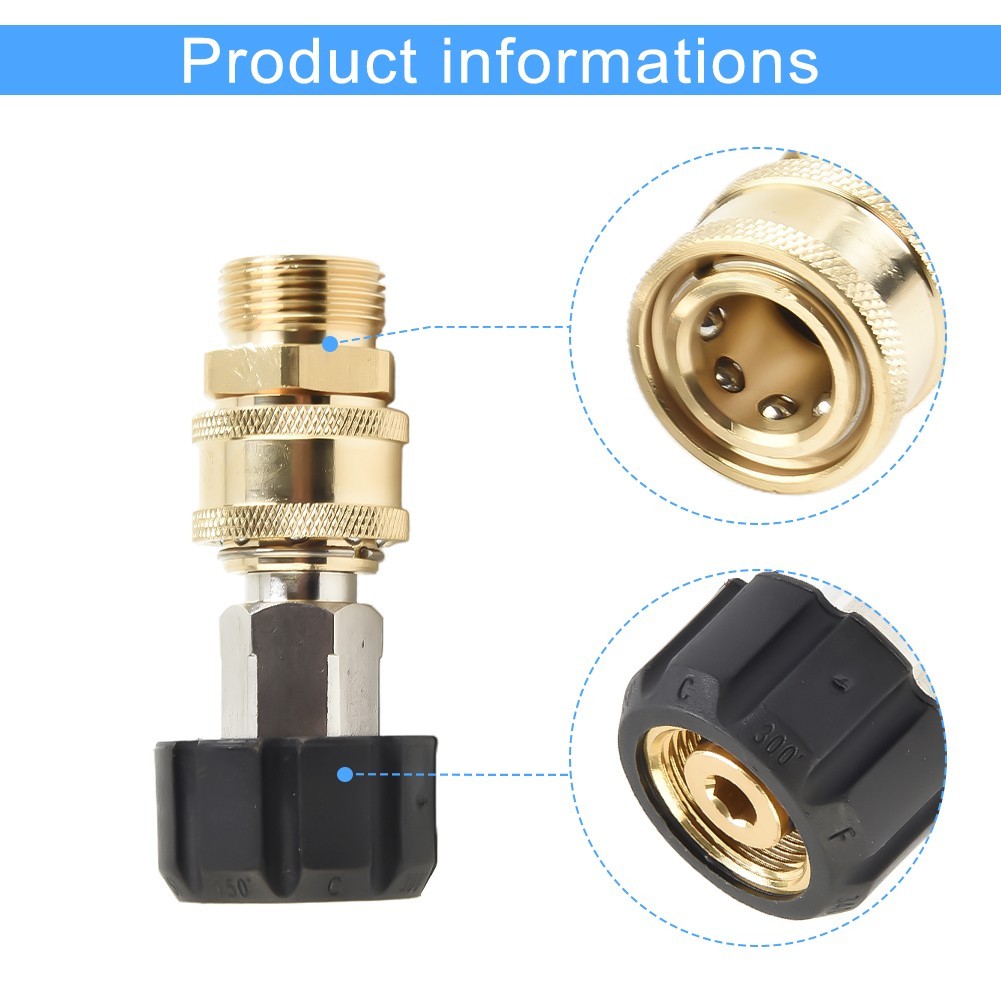 Set Pressure Washer Adapter Quick Connect To 1/4?? 3/8?? 14mm 15mm 5000 PSI