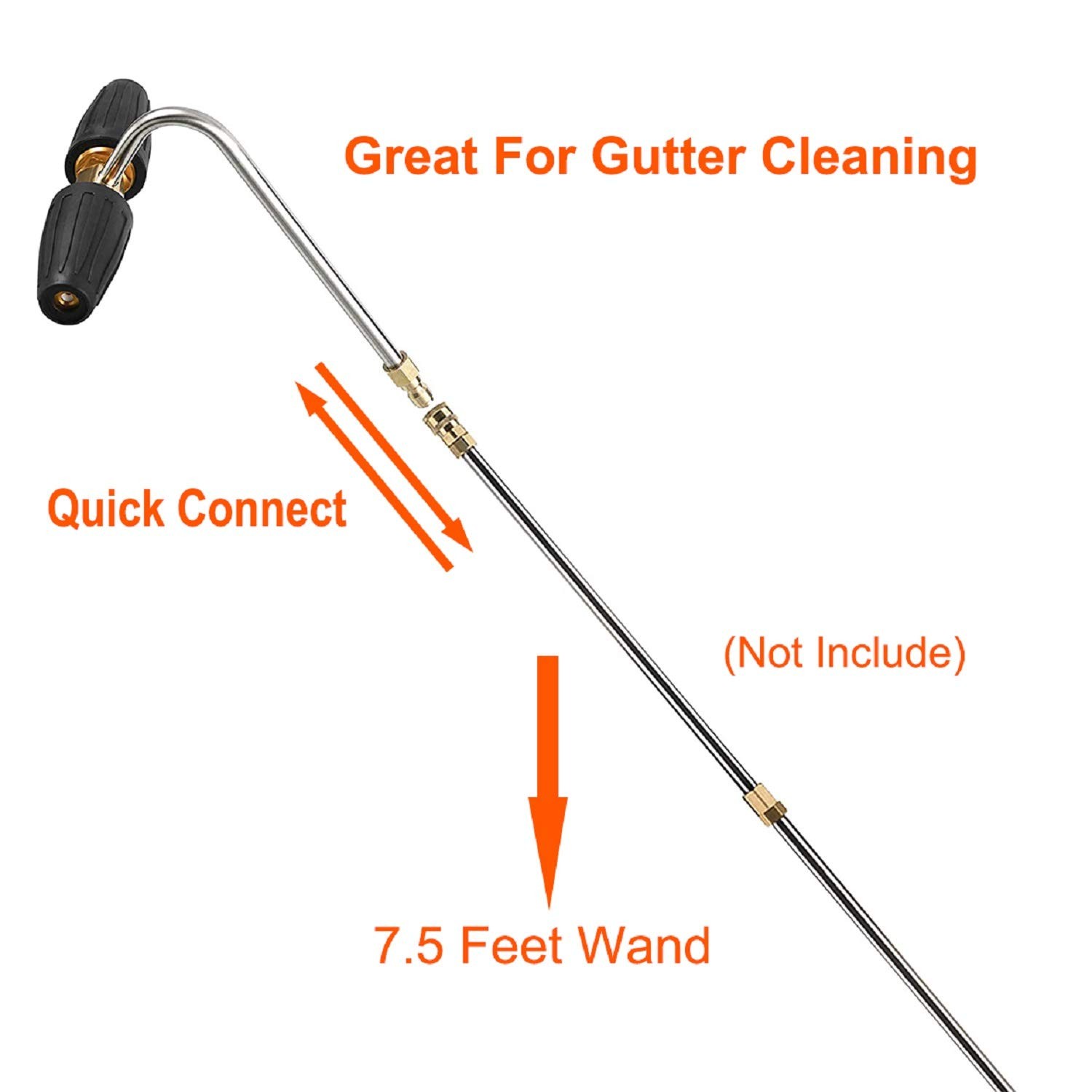 Gutter Cleaner Attachment for Pressure Washer, with 2 Rotary Turbo Nozzle, 1/…