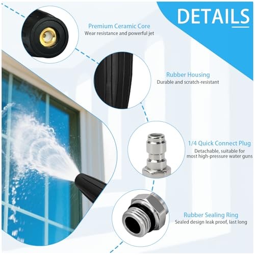 Turbo Nozzle Pressure Washer Tips, Max 4000 PSI, Upgrade 360° Rotating Turbo
