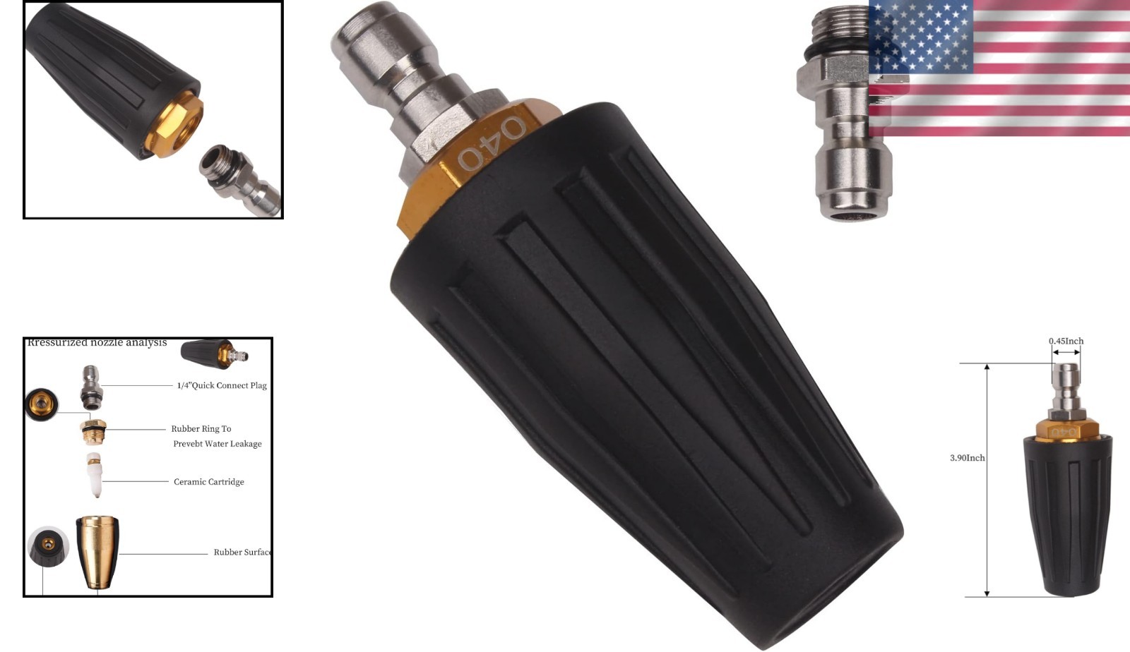 Versatile 4000PSI Turbo Nozzle with Quick Connect and 7 Tips for All Surfaces
