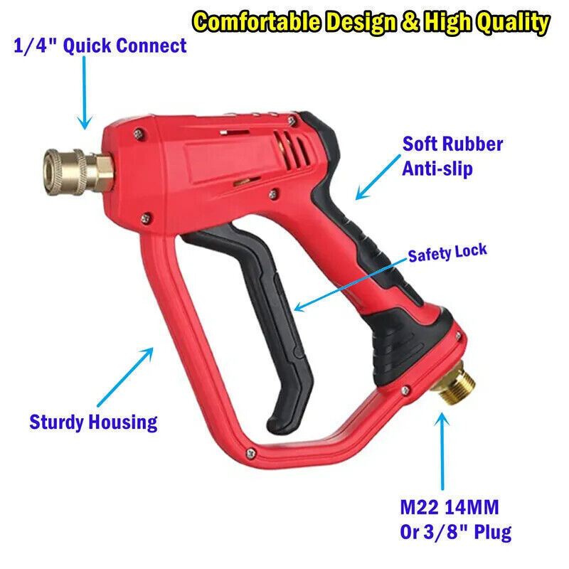 High Pressure 4000PSI Car Power Washer Gun Spray Wand Lance Nozzle and Hose Kit