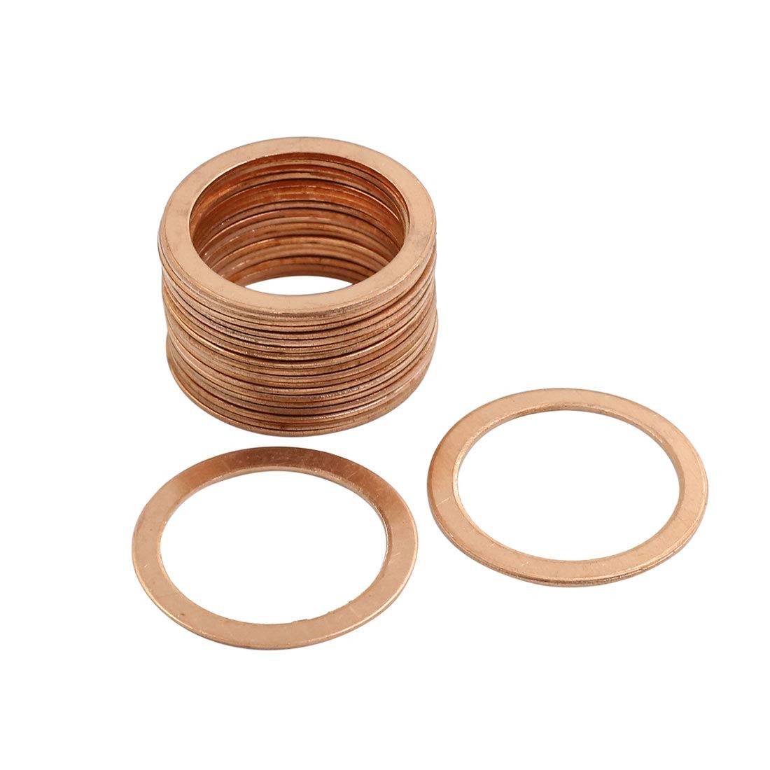 25mm Inner Dia Copper Washers Flat Sealing Gasket Rings Universal Car 20 PCS