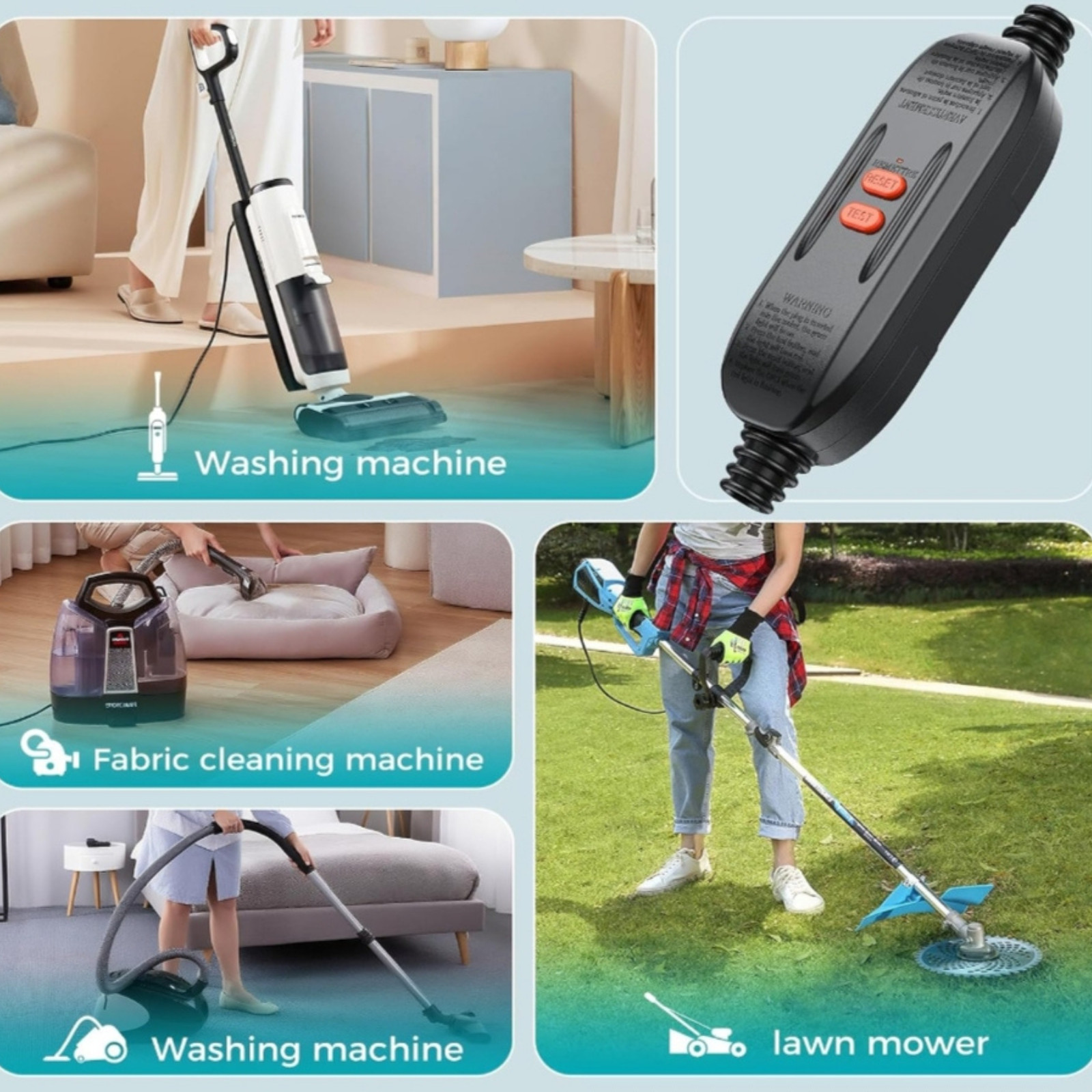 15A Inline GFCI Plug with Auto Reset for Pressure Washers, Hot Tubs & Outdoor To
