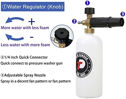 Tool Daily Foam Cannon with 1/4 Inch Quick Connector, 1 Liter, 5 Pressure Washer