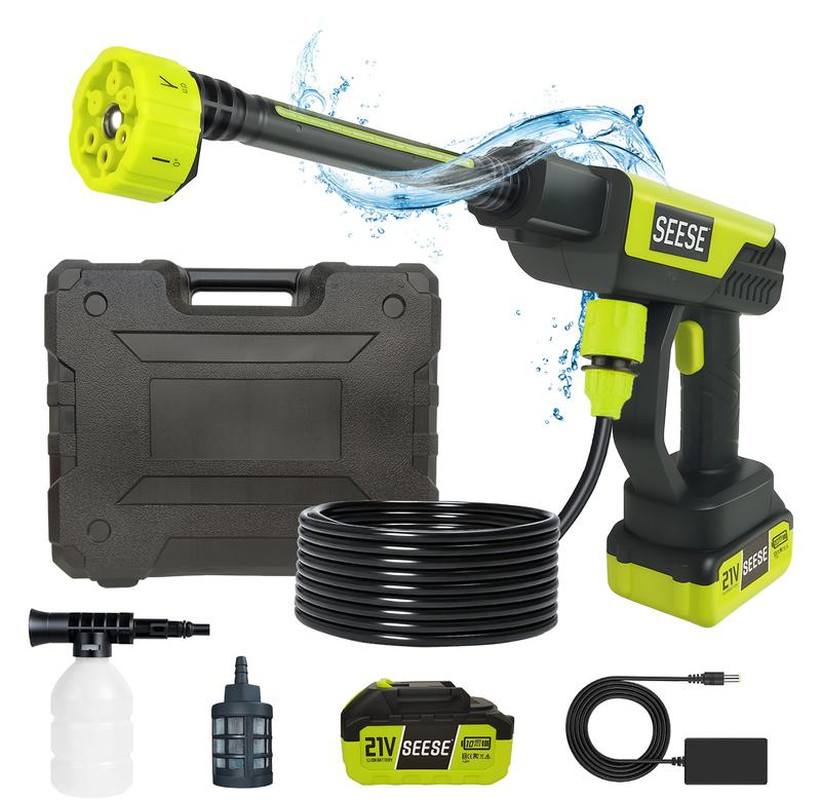 SEESE Cordless Pressure Washer and Single Port Charger Base, Bottle Portable Was