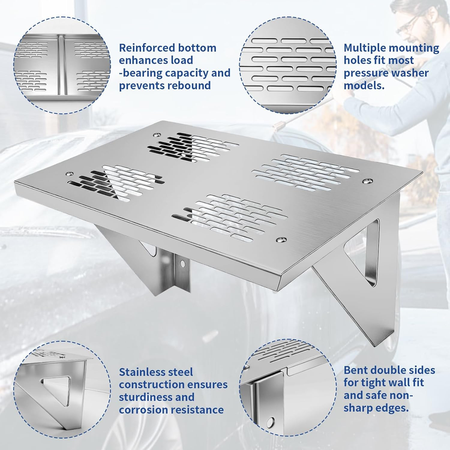 Stainless Steel Pressure Washer Shelf – 20″ X 10″, Heavy Duty Electric Pressure