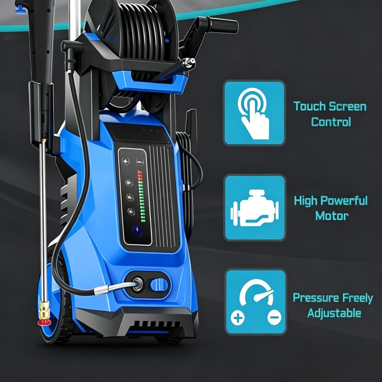 Pressure Washer 4500PSI 4.0GPM, 15-Level Touchscreen, 4 Nozzles, for Driveway