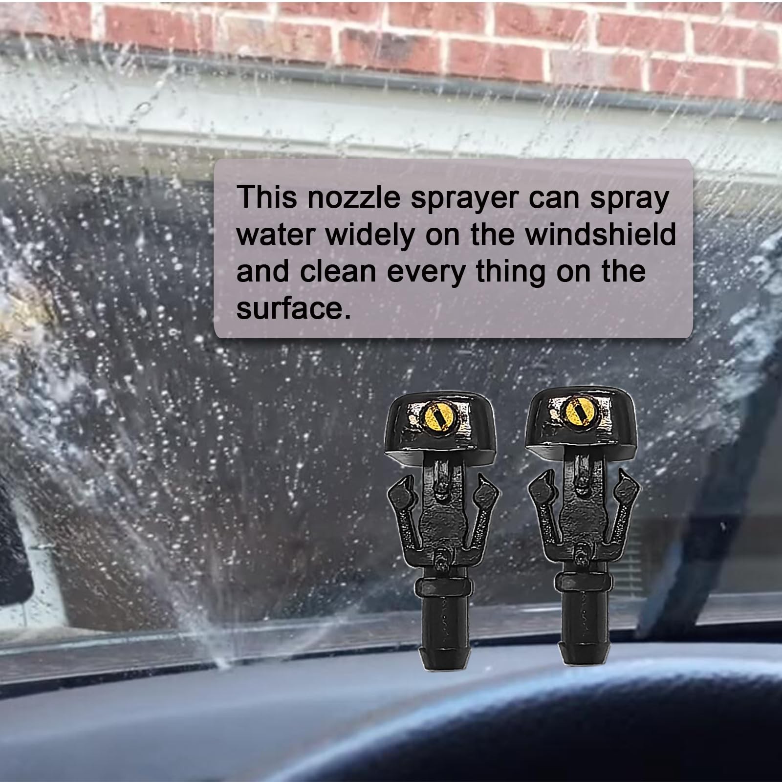 Front Windshield Washer Nozzles Kit for & Hose Kit, Black