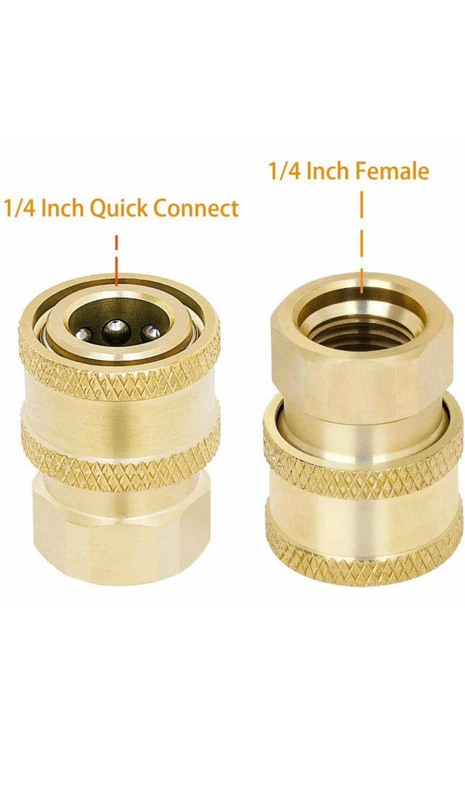 2PACK Pressure Washer Coupler Brass Fittings 1/4 Inch Quick Connect to Female
