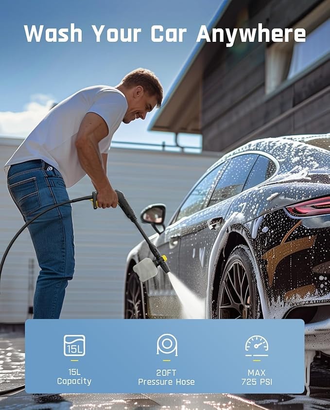 Fanttik Cordless Pressure Washer Max 725PSI Electric Power Washer with 5-in-1 No