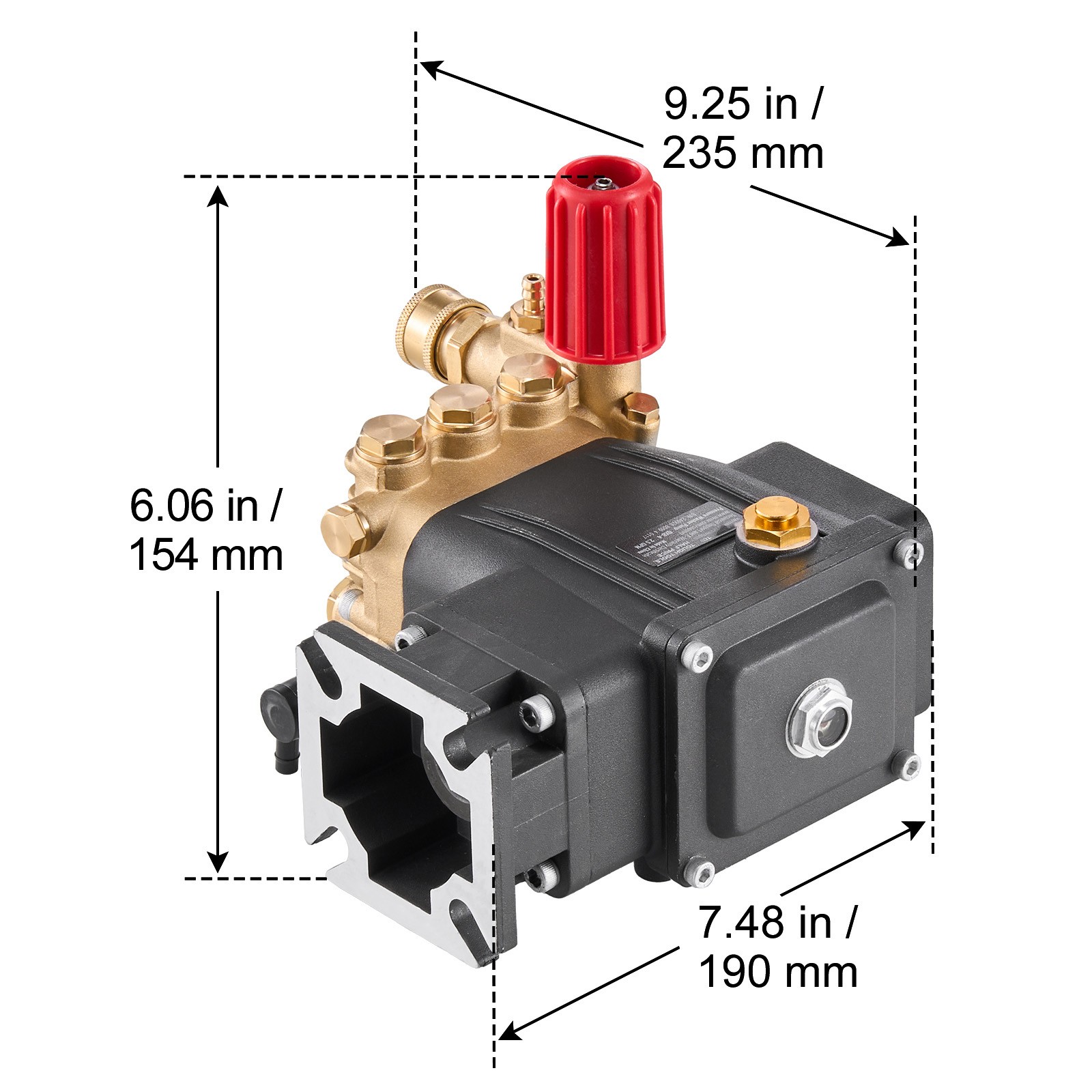 Uimoso Pressure Washer Pump 3/4″Shaft Horizontal Triplex Plunger 3300 PSI 2.5GPM