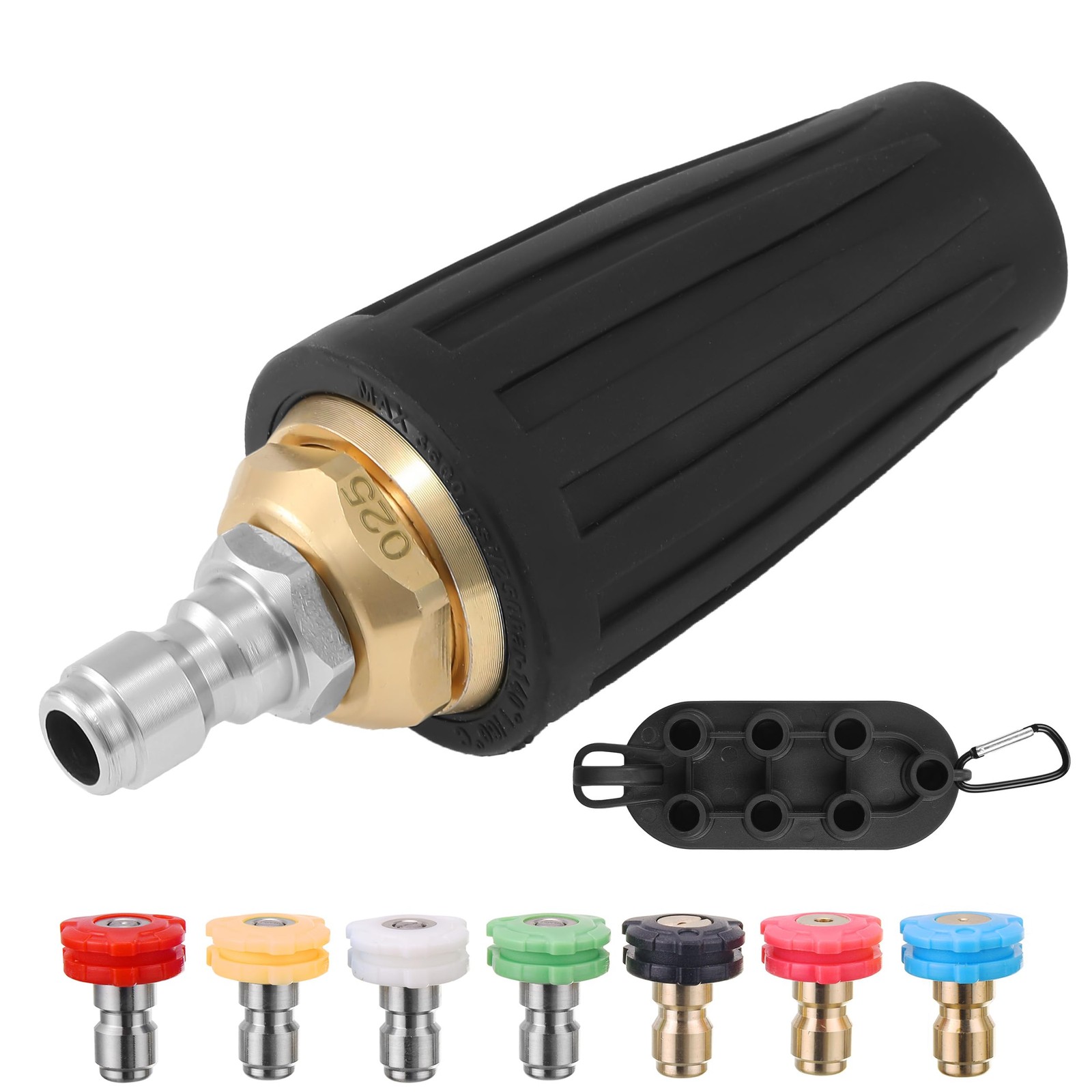 Pressure Washer Nozzle Tips Full Set, 3600 PSI Rotating Turbo Nozzle for Powe…