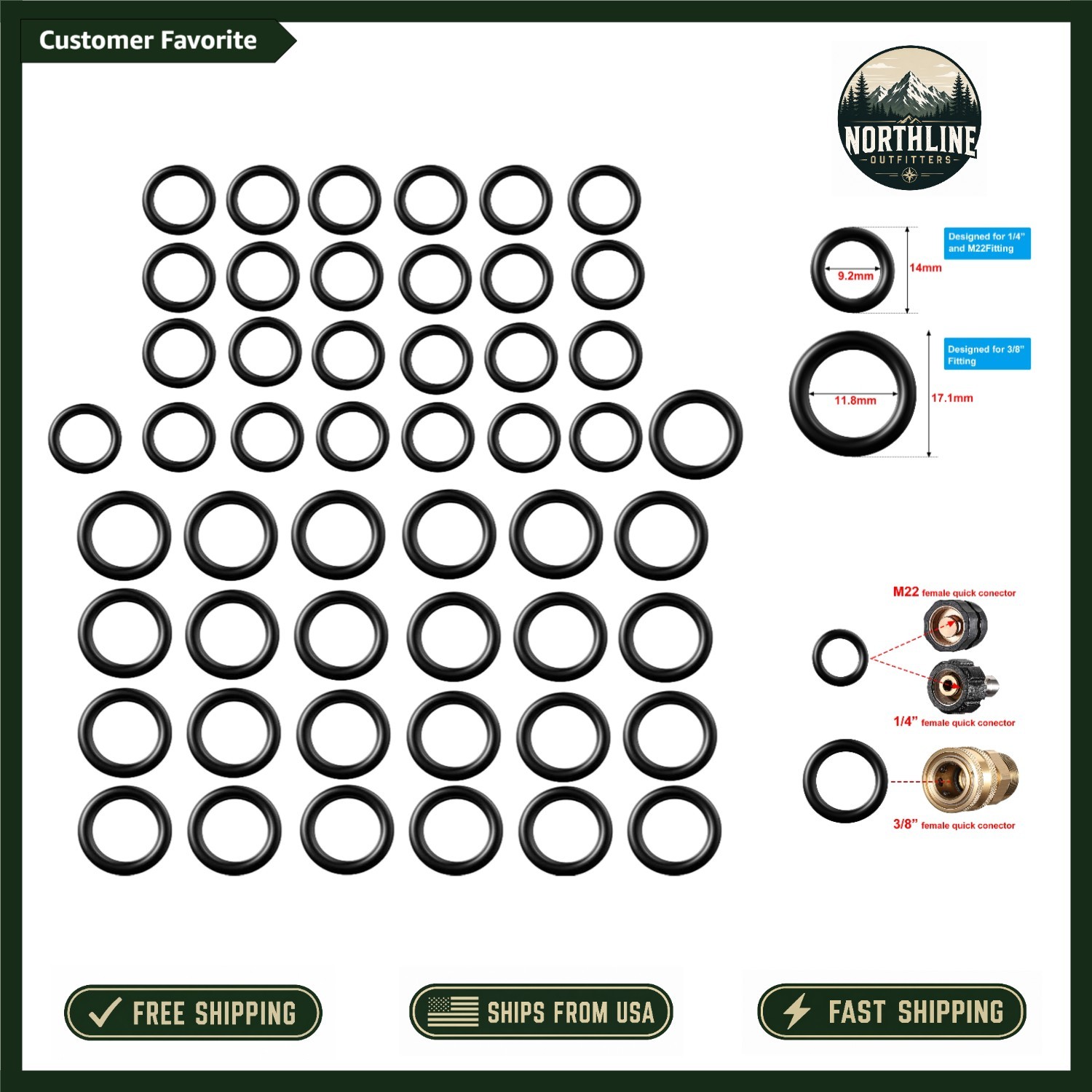 50-Piece Pressure Washer O-Ring Set – Durable Replacement for Quick Connects
