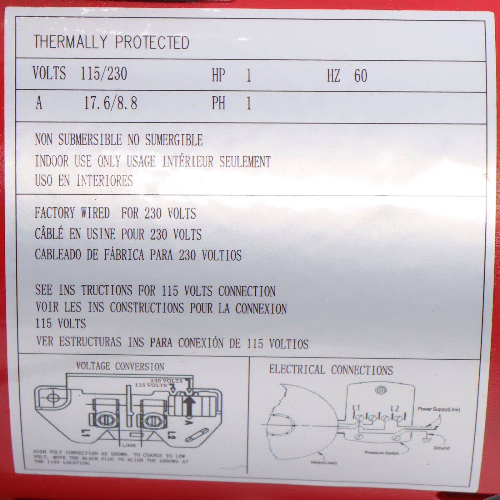 Cast Iron Shallow Well Jet Pump 1 HP 23 GPM Dual Voltage 115/230 Volt Red 602208