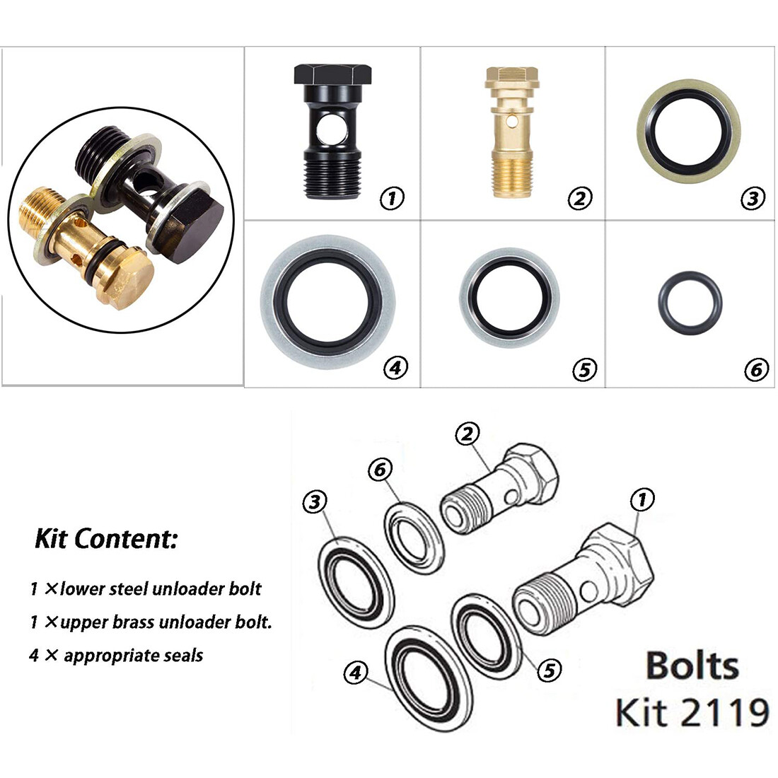 For Annovi Reverberi XM RK Series AR2119 Gymatic 3/B Unloader Mounting Bolt Kit
