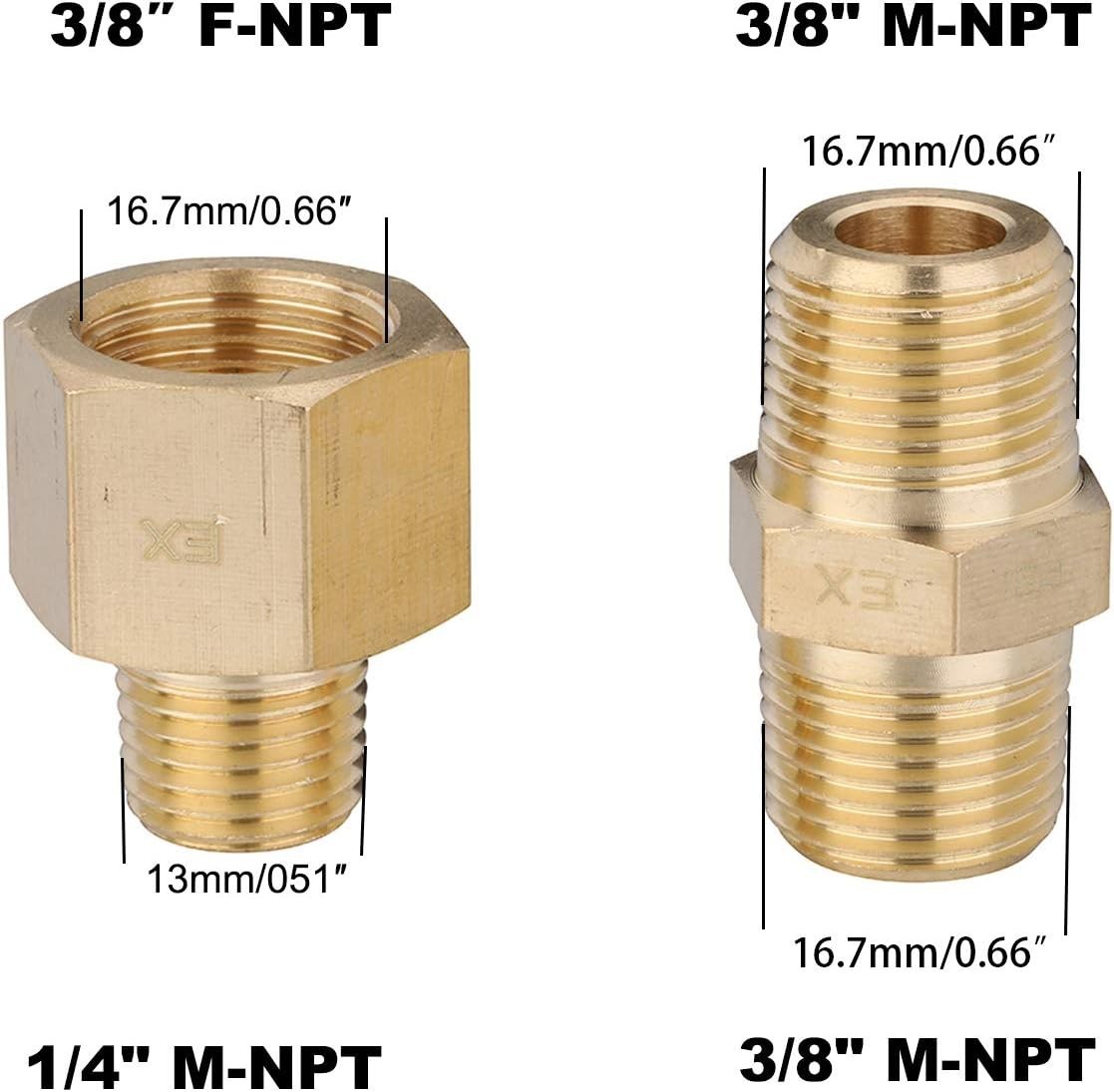 Pressure Washer Adapter Set 3/8″ NPT Male to 1/4″ NPT Female Reducer Kit