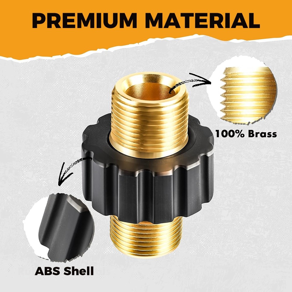 Brass Pressure Washer Connector Quick Connect Fitting M22-14mm Hose Adapter