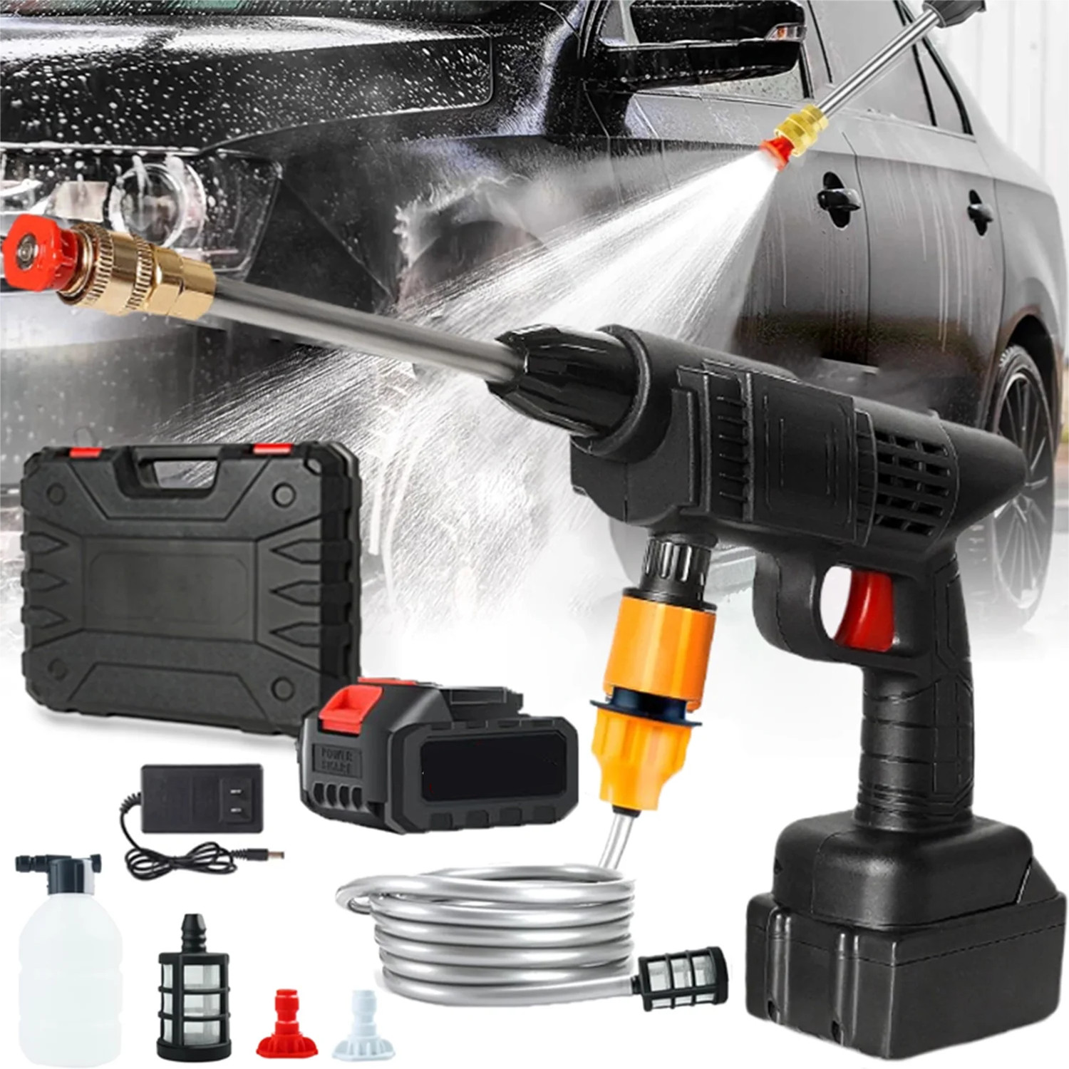 Cordless Electric High Pressure Water Spray Car Gun Portable Washer Cleaner Yard