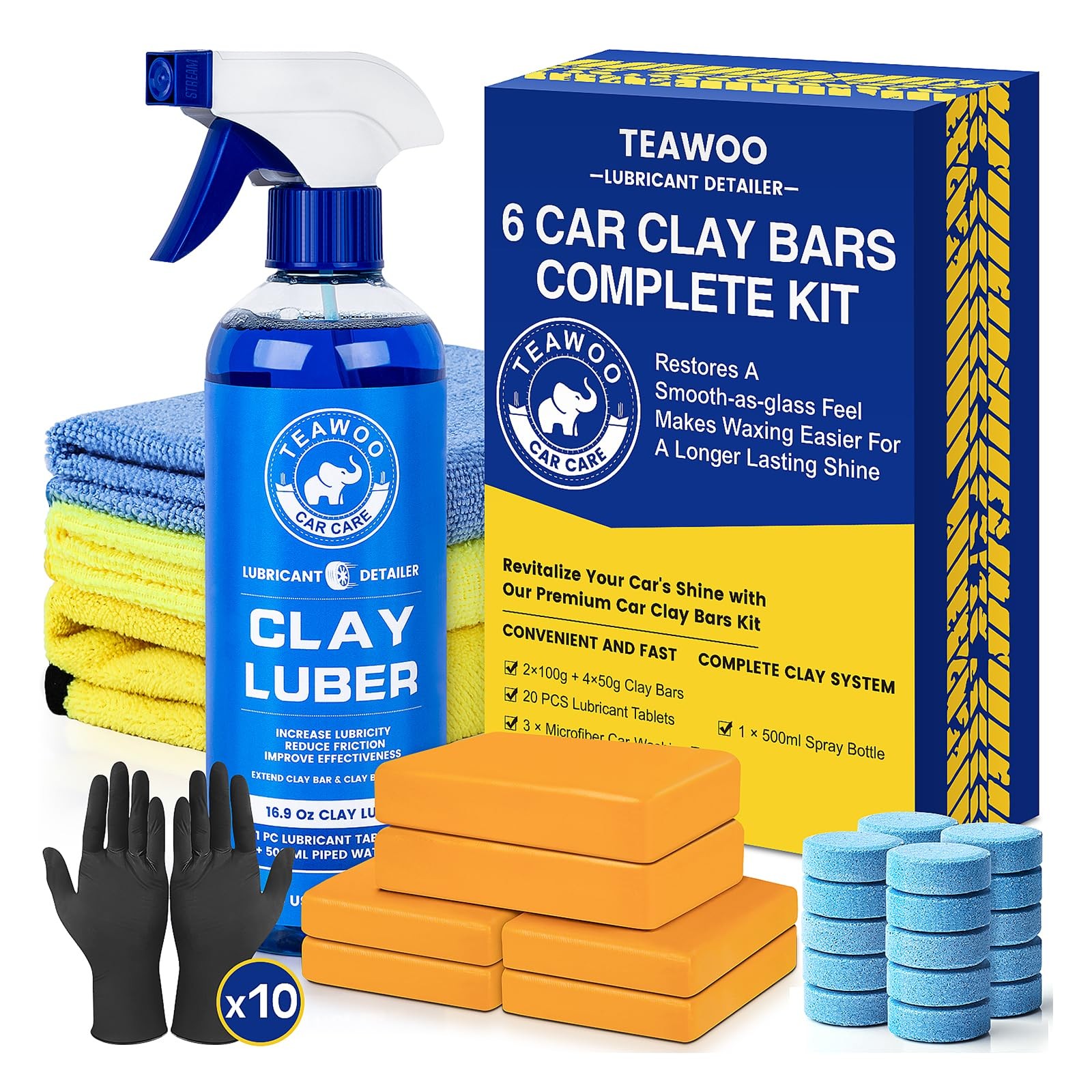 TEAWOO Clay Bars Kit, 6 & 20 PCS 0.2 Ounce (Pack of 40), Orange