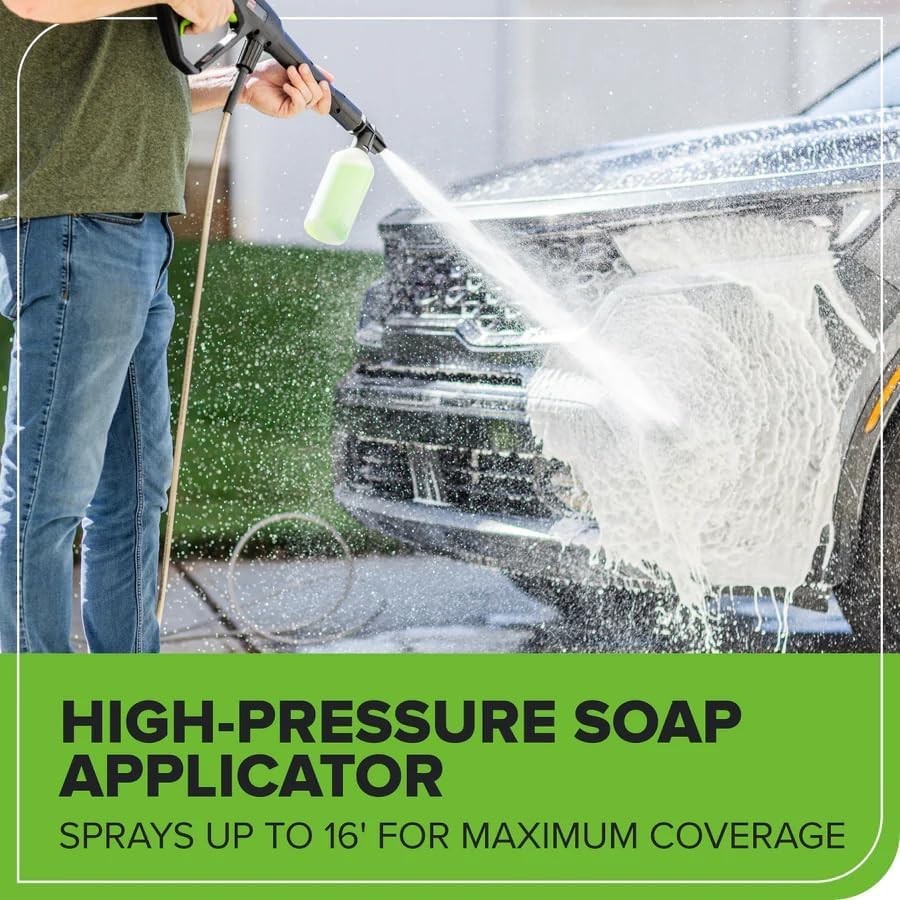 Lightweight 1900 PSI Compact Pressure Washer with Turbo Nozzle & 3-