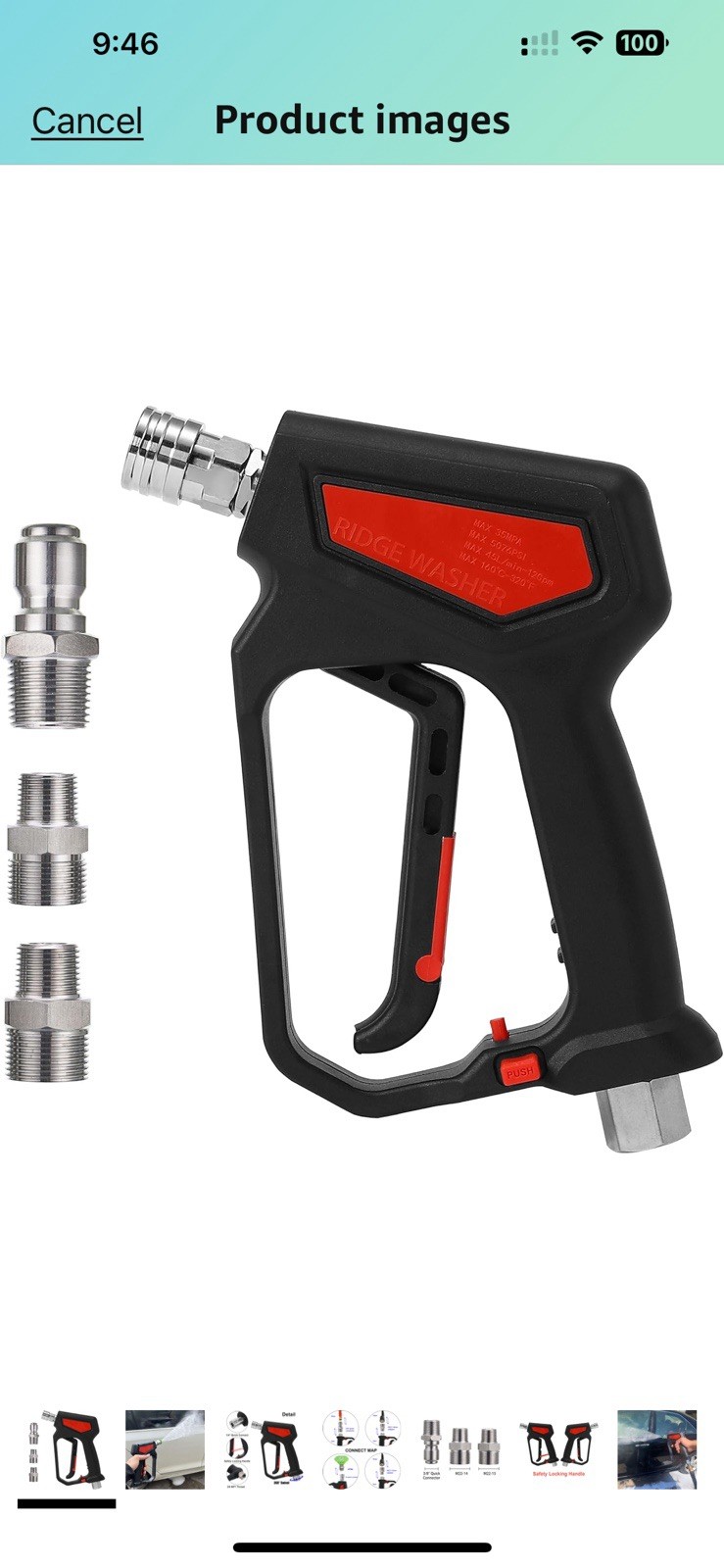 Pressure Washer Gun 5000 PSI, 12 GPM, High Pressure Spray Gun with 1/4″ Quick…