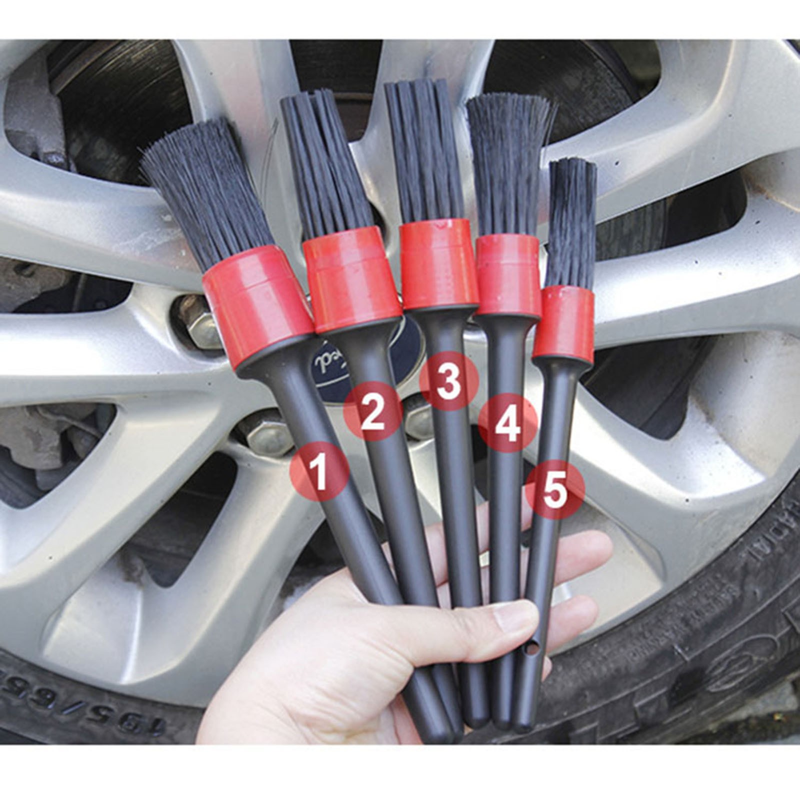 Car Detail Brush Cleaning Brush 5-Piece Bristles Wheel Hub Interior Accessories