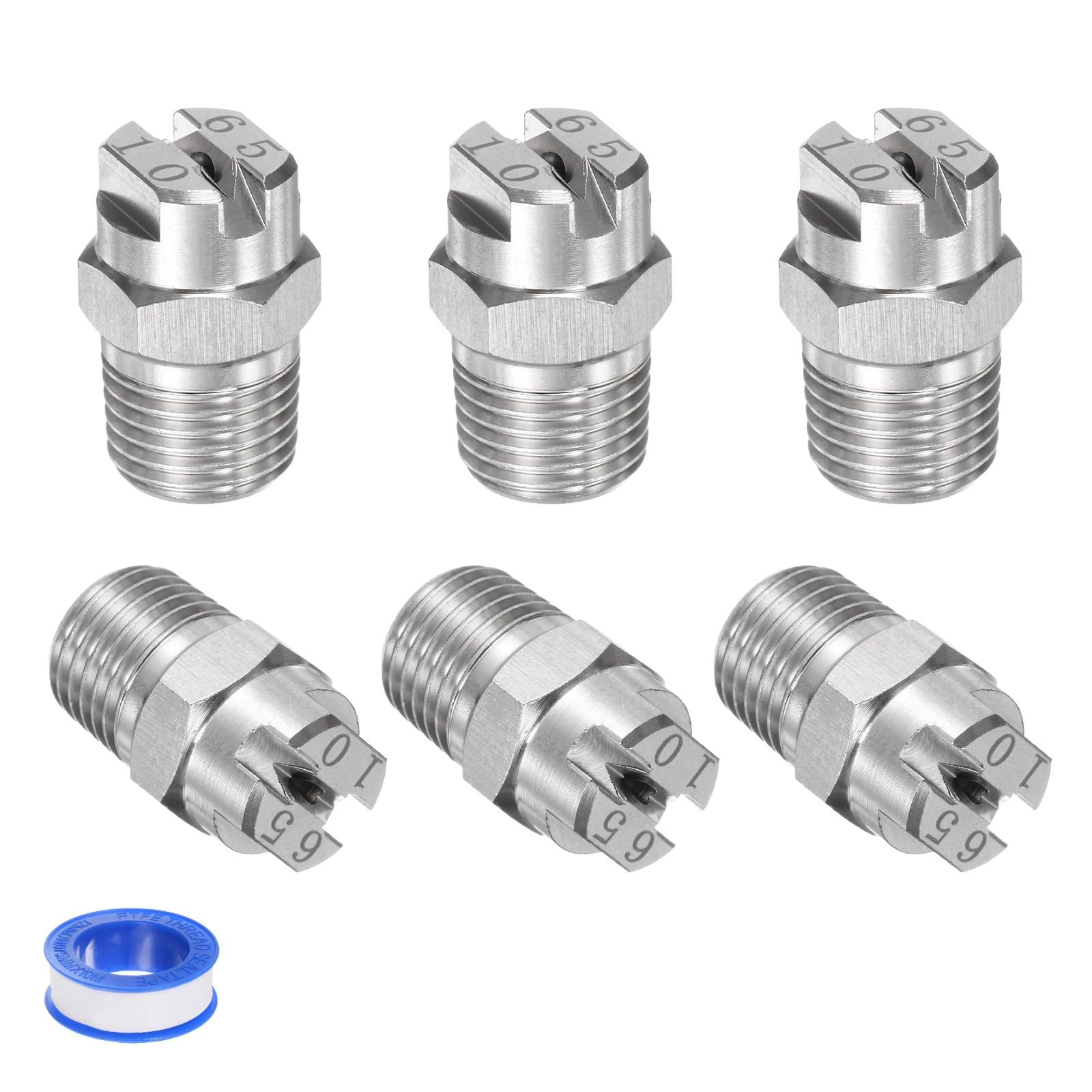 6-Pack Flat Fan Spray Tip, 65 Degree 1/4BSPT Stainless Steel Pressure Washer …
