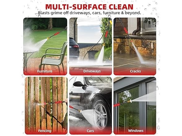 Paporia 2.5 Max GPM Electric Pressure Washer w/Foam Cannon, 20FT Hose -FAST SHP