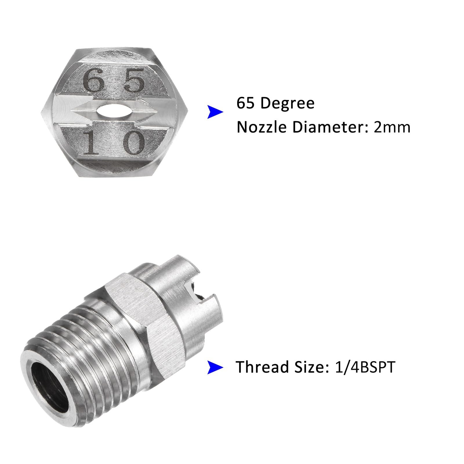 6-Pack Flat Fan Spray Tip, 65 Degree 1/4BSPT Stainless Steel Pressure Washer …