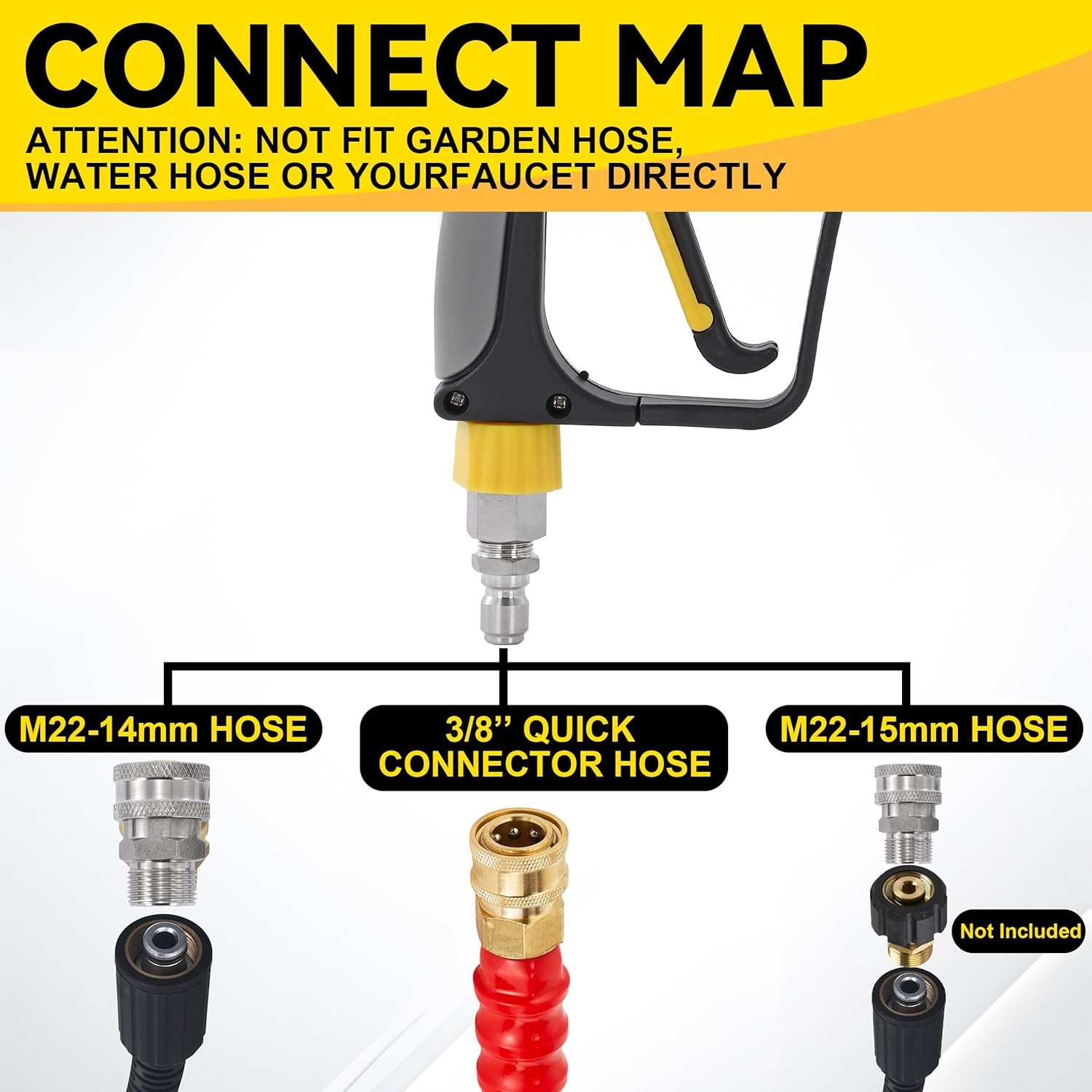 Tool Daily Foam Cannon with Pressure Washer Gun, Dual Connector Accessory, Power