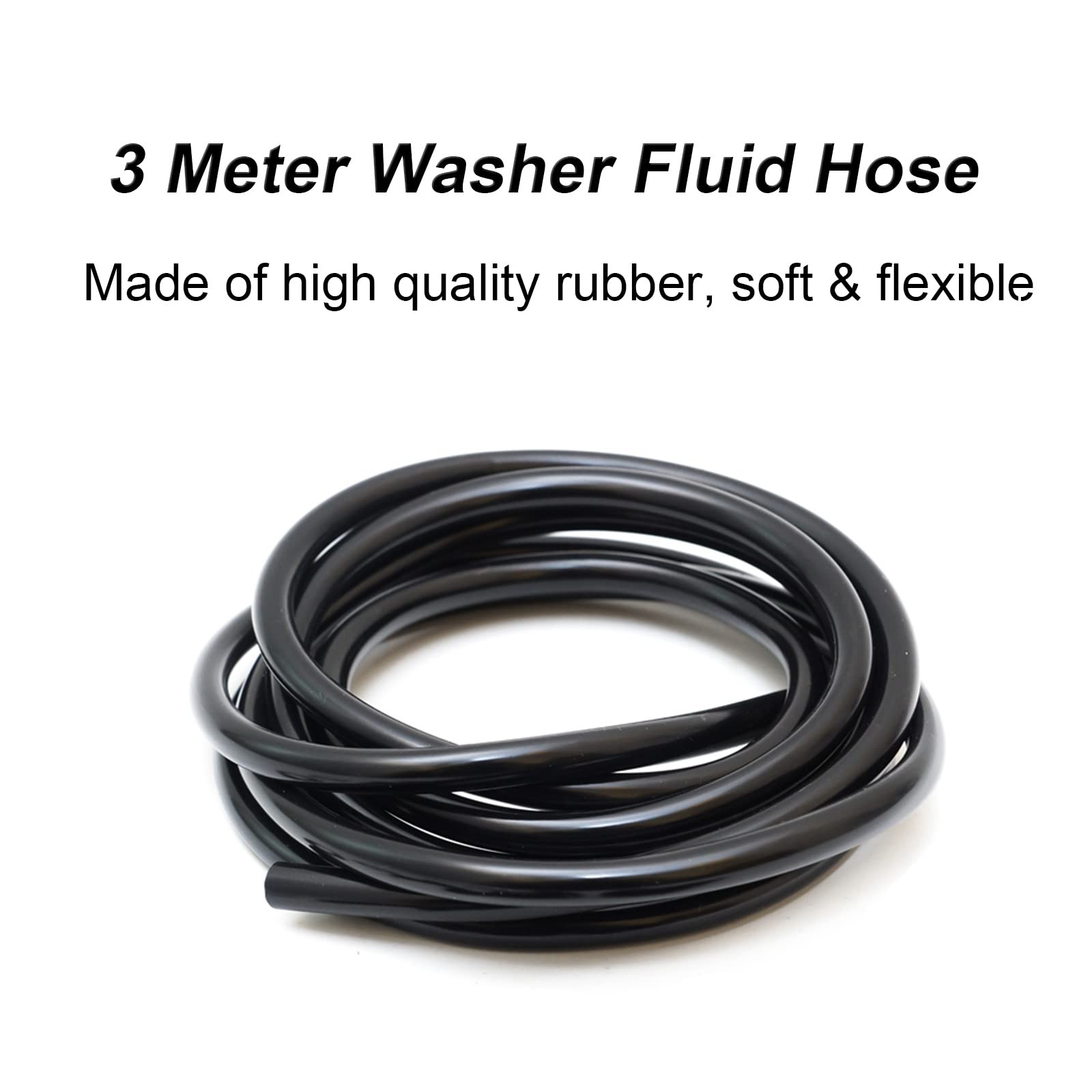 Front Windshield Washer Nozzles Kit for & Hose Kit, Black